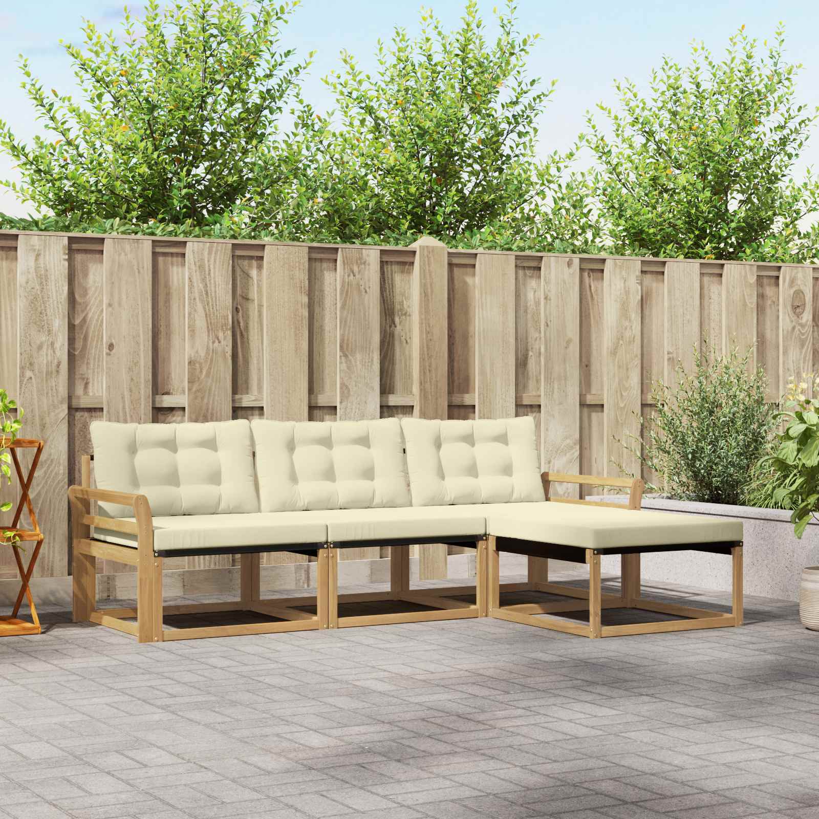 Outdoor-Sofagarnitur 4 stk. Weiß und Creme