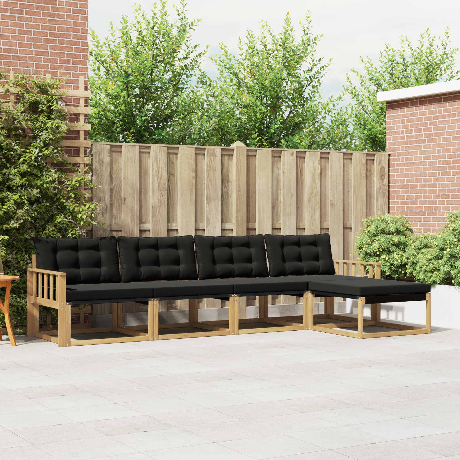 Outdoor-Sofagarnitur 5 stk. Weiß und Schwarz