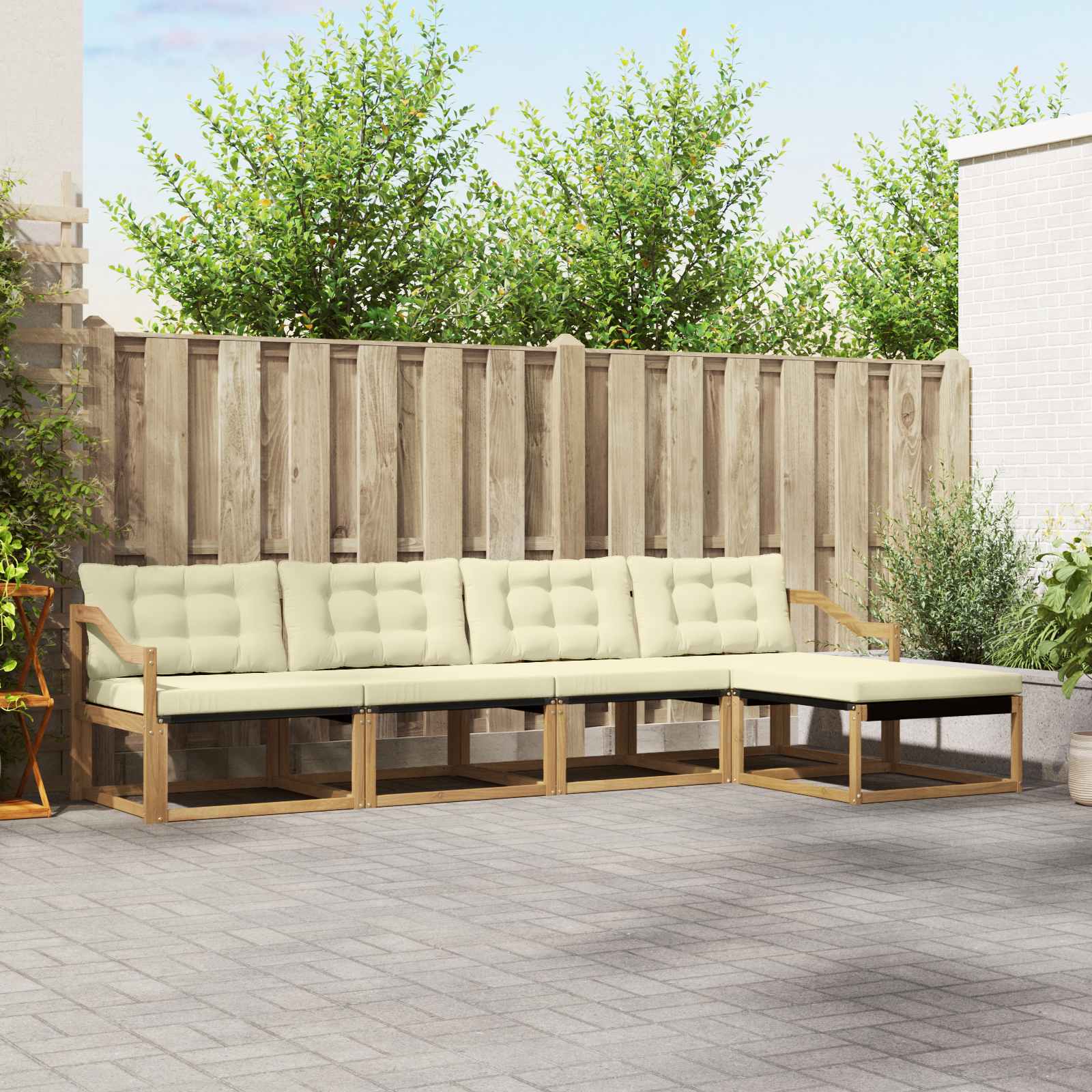 Outdoor-Sofagarnitur 5 stk. Weiß und Creme