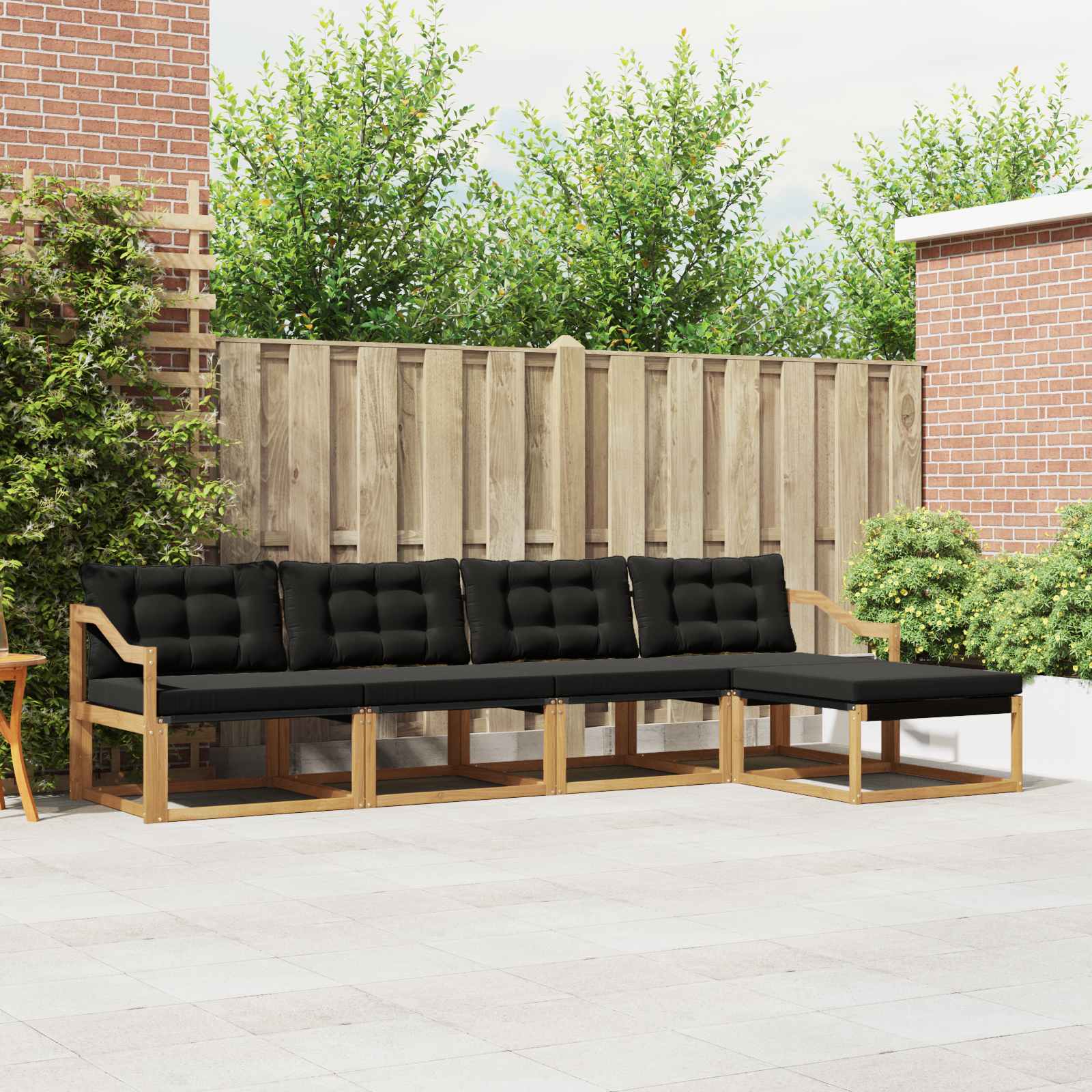Outdoor-Sofagarnitur 5 stk. Weiß und Schwarz