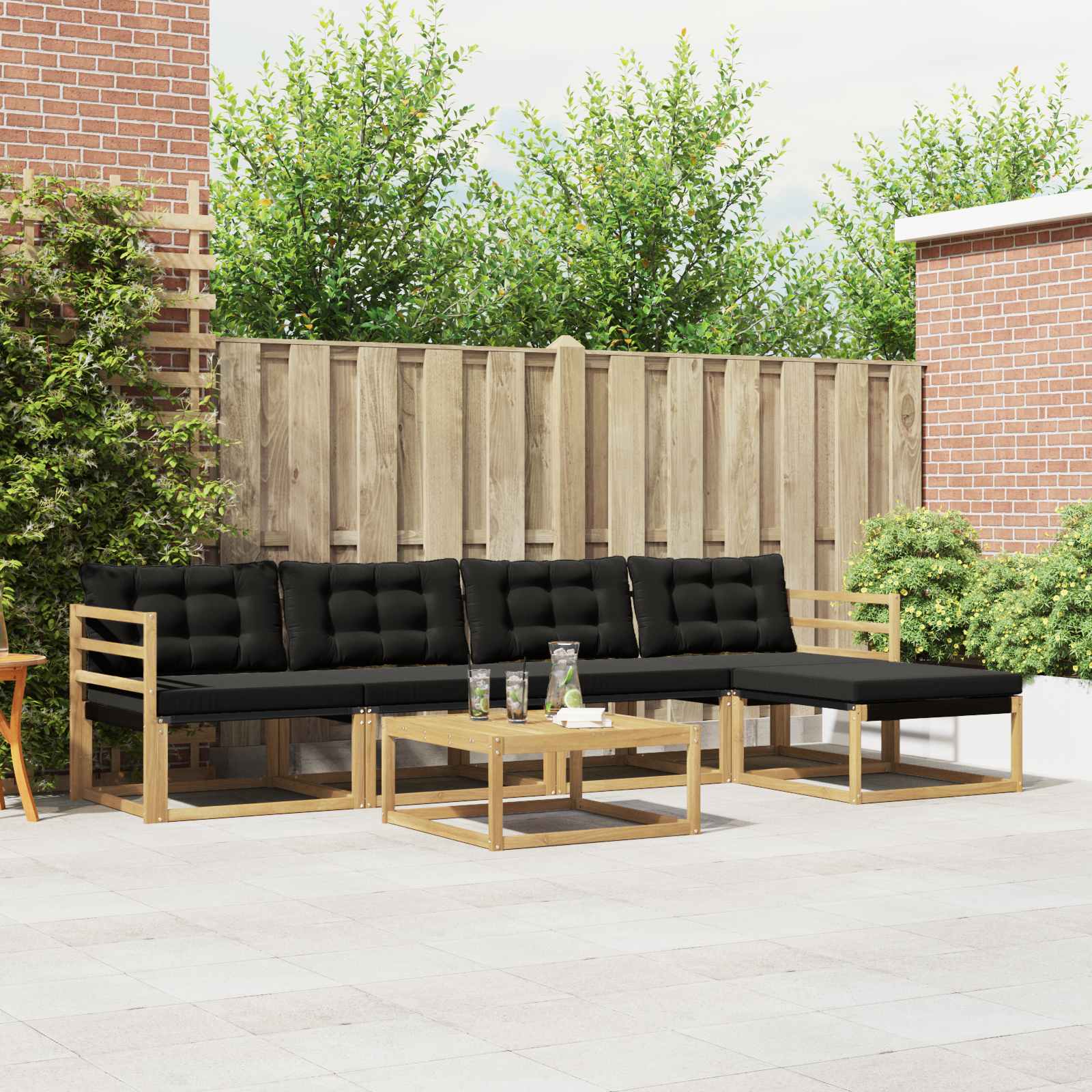 Outdoor-Sofagarnitur 6 stk. Weiß und Schwarz