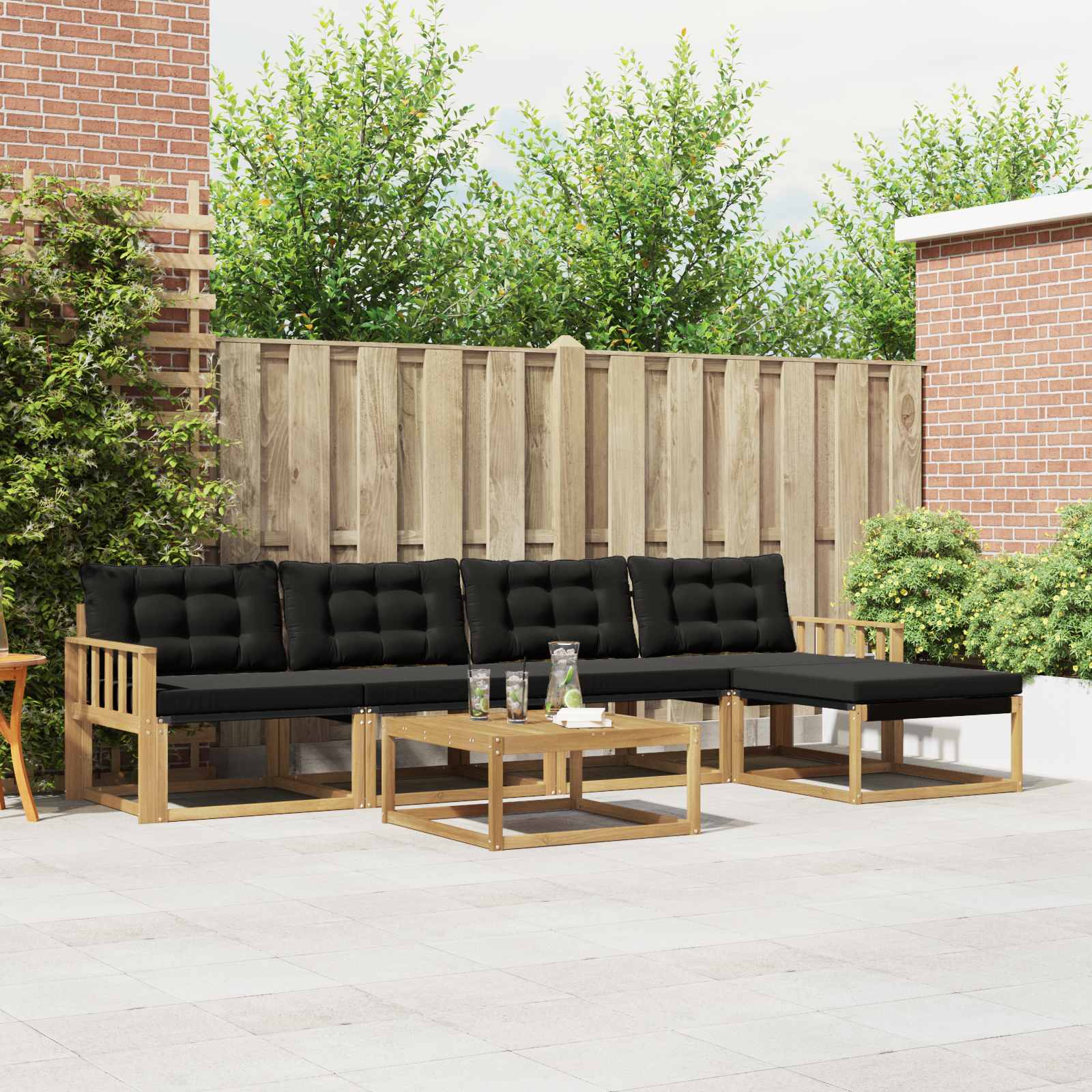 Outdoor-Sofagarnitur 6 stk. Weiß und Schwarz