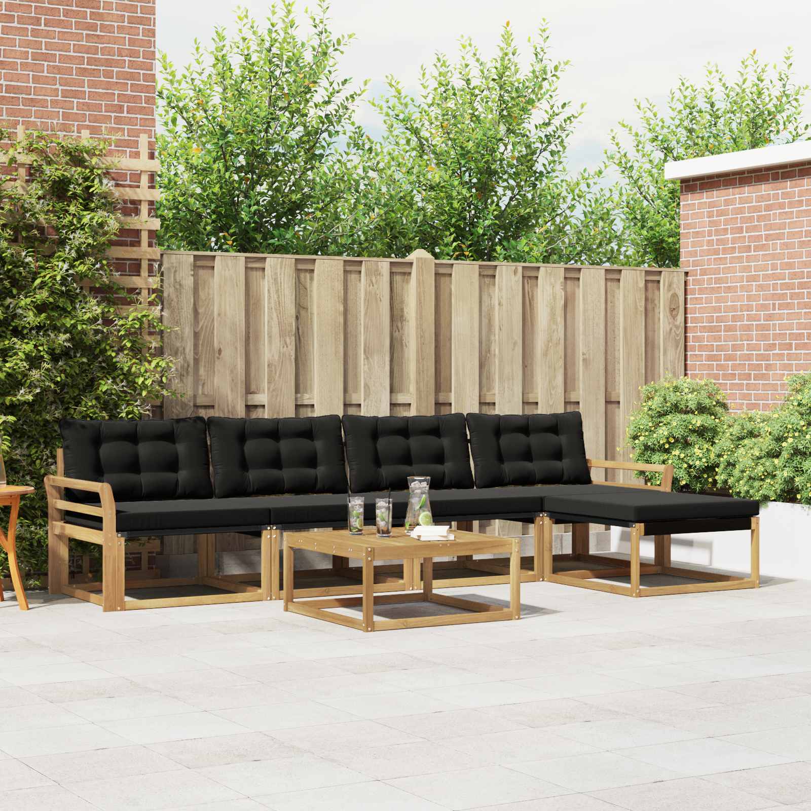Outdoor-Sofagarnitur 6 stk. Weiß und Schwarz