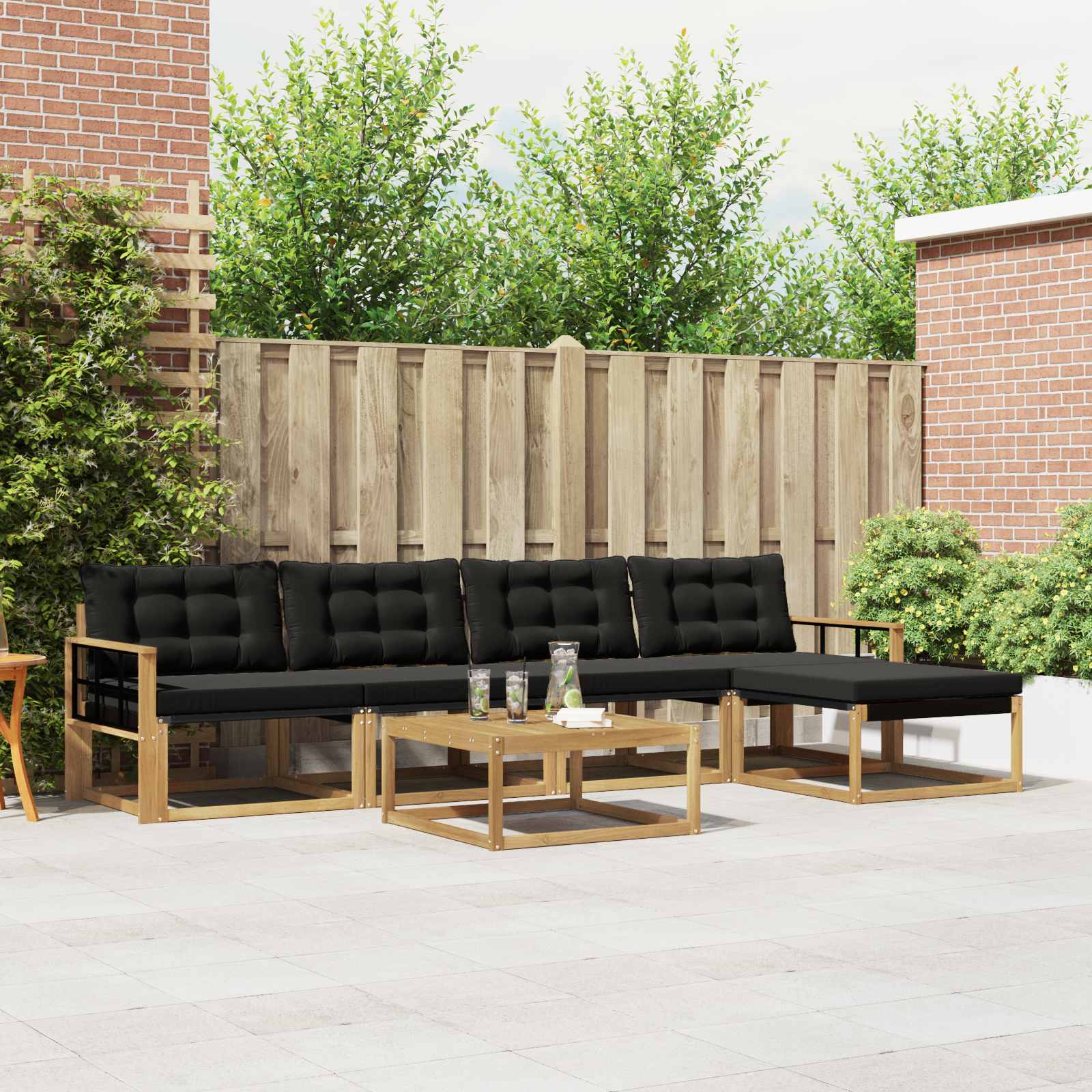 Outdoor-Sofagarnitur 6 stk. Weiß und Schwarz