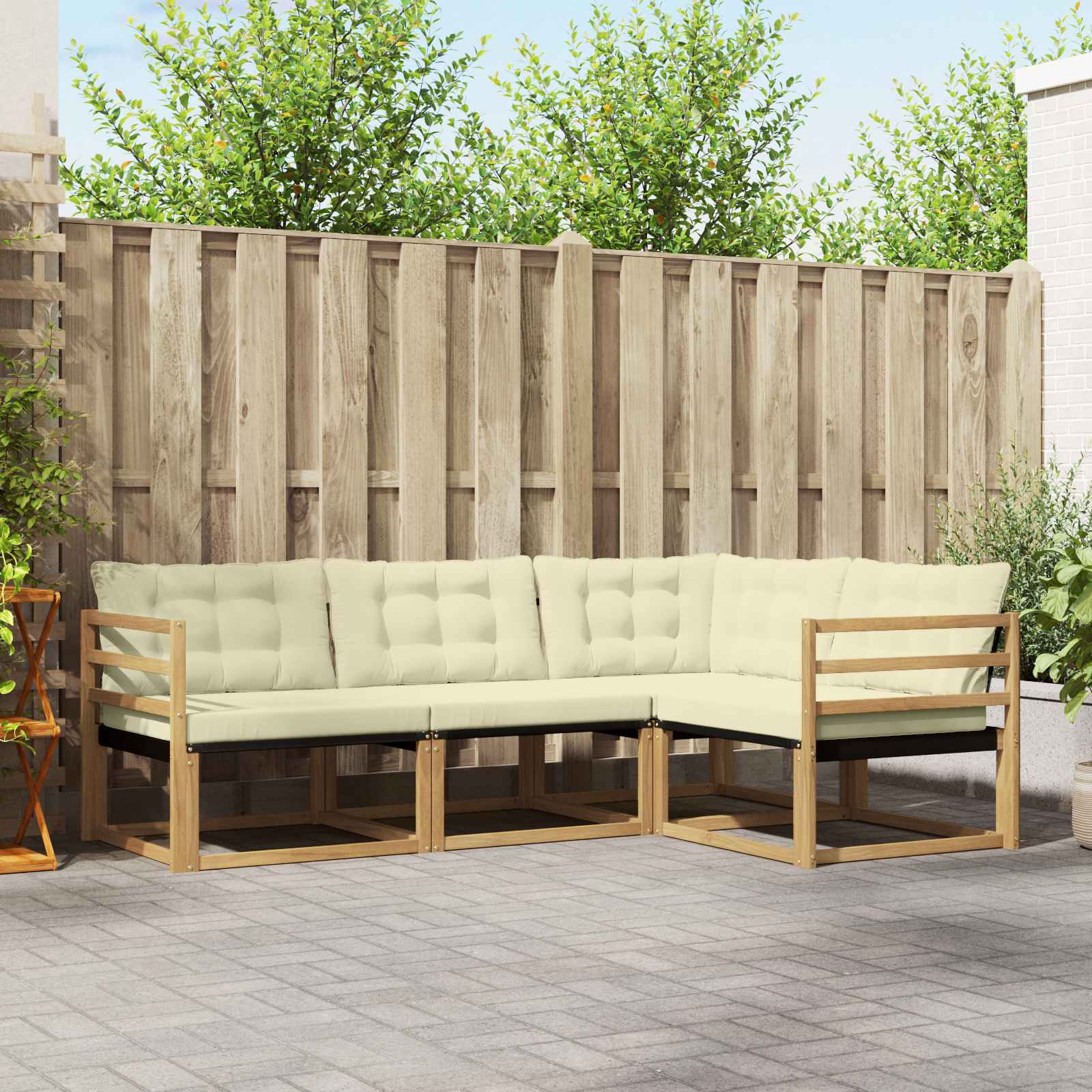 Outdoor-Sofagarnitur 4 stk. Weiß und Creme