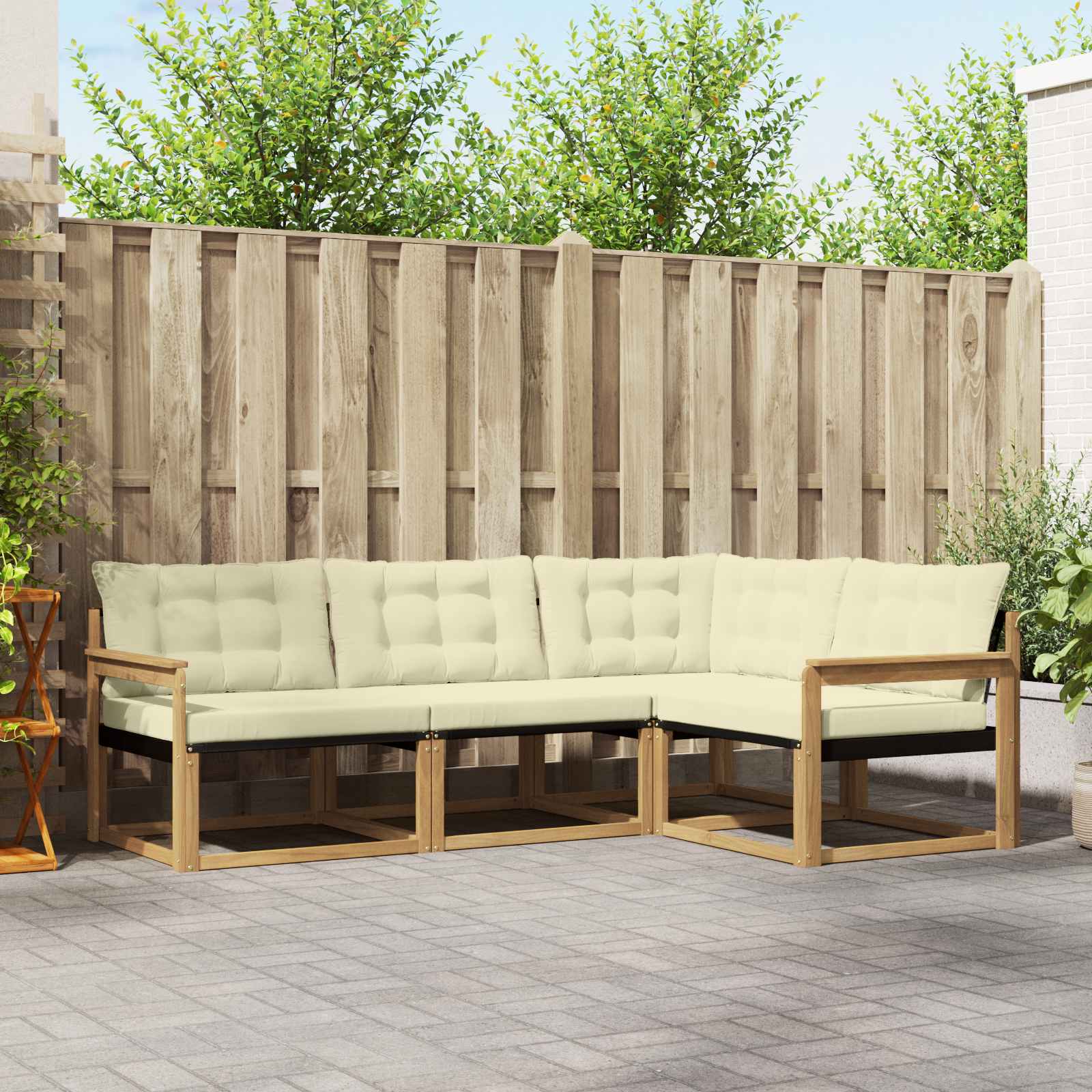 Outdoor-Sofagarnitur 4 stk. Weiß und Creme