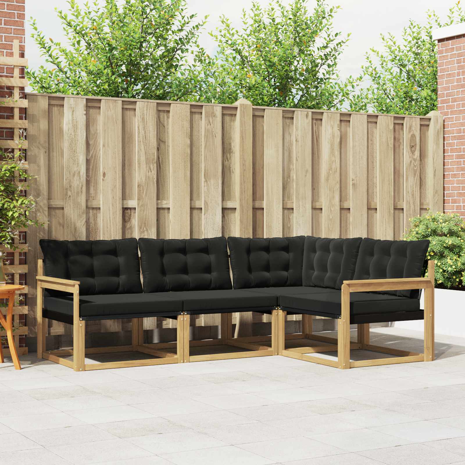 Outdoor-Sofagarnitur 4 stk. Weiß und Schwarz
