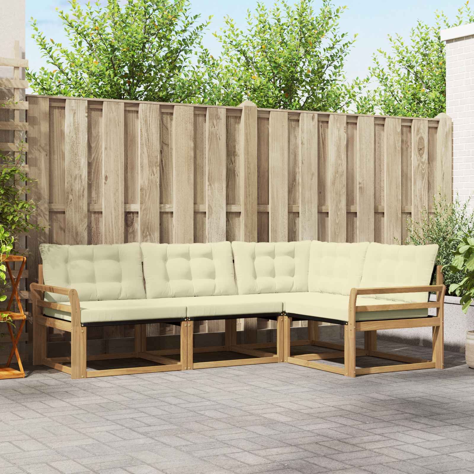 Outdoor-Sofagarnitur 4 stk. Weiß und Creme