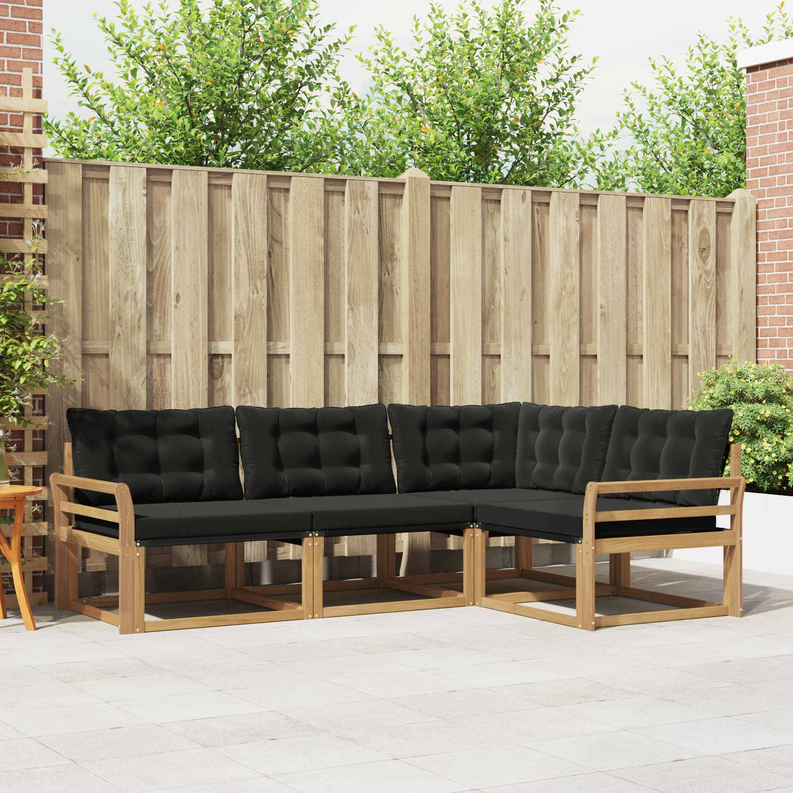 Outdoor-Sofagarnitur 4 stk. Weiß und Schwarz