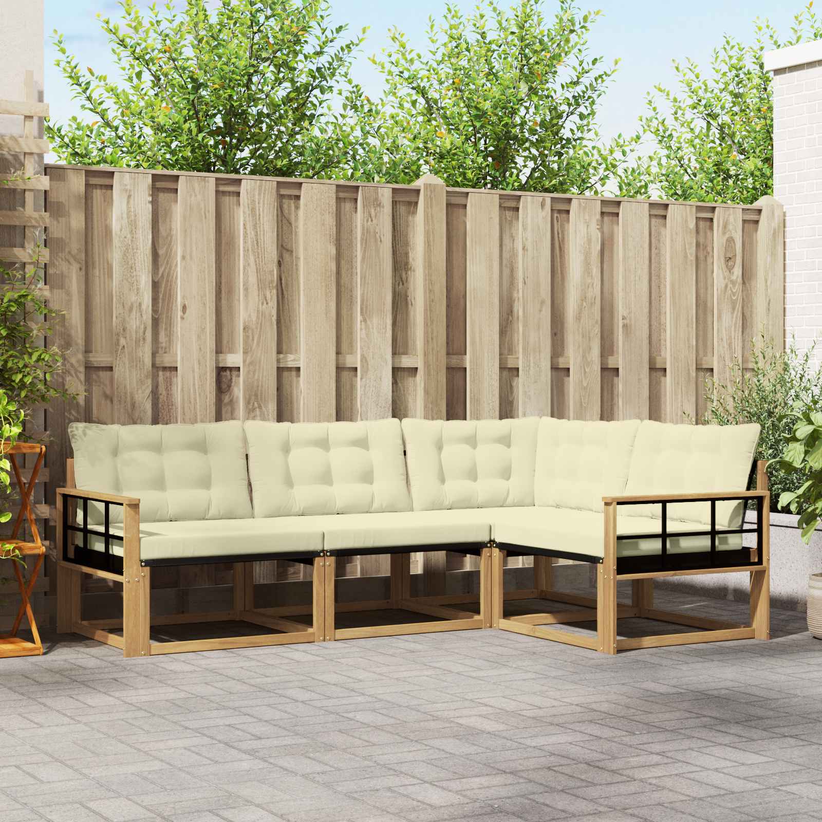 Outdoor-Sofagarnitur 4 stk. Weiß und Creme