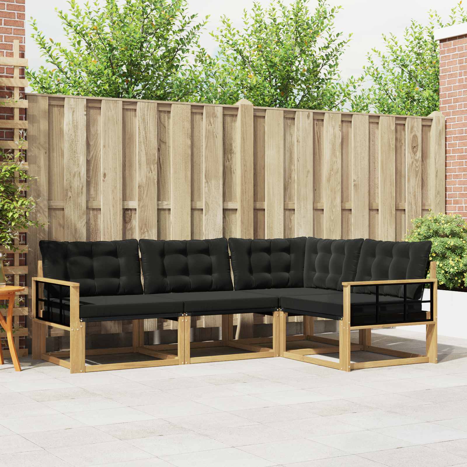 Outdoor-Sofagarnitur 4 stk. Weiß und Schwarz