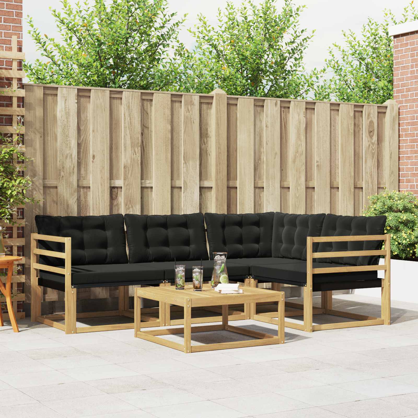 Outdoor-Sofagarnitur 5 stk. Weiß und Schwarz