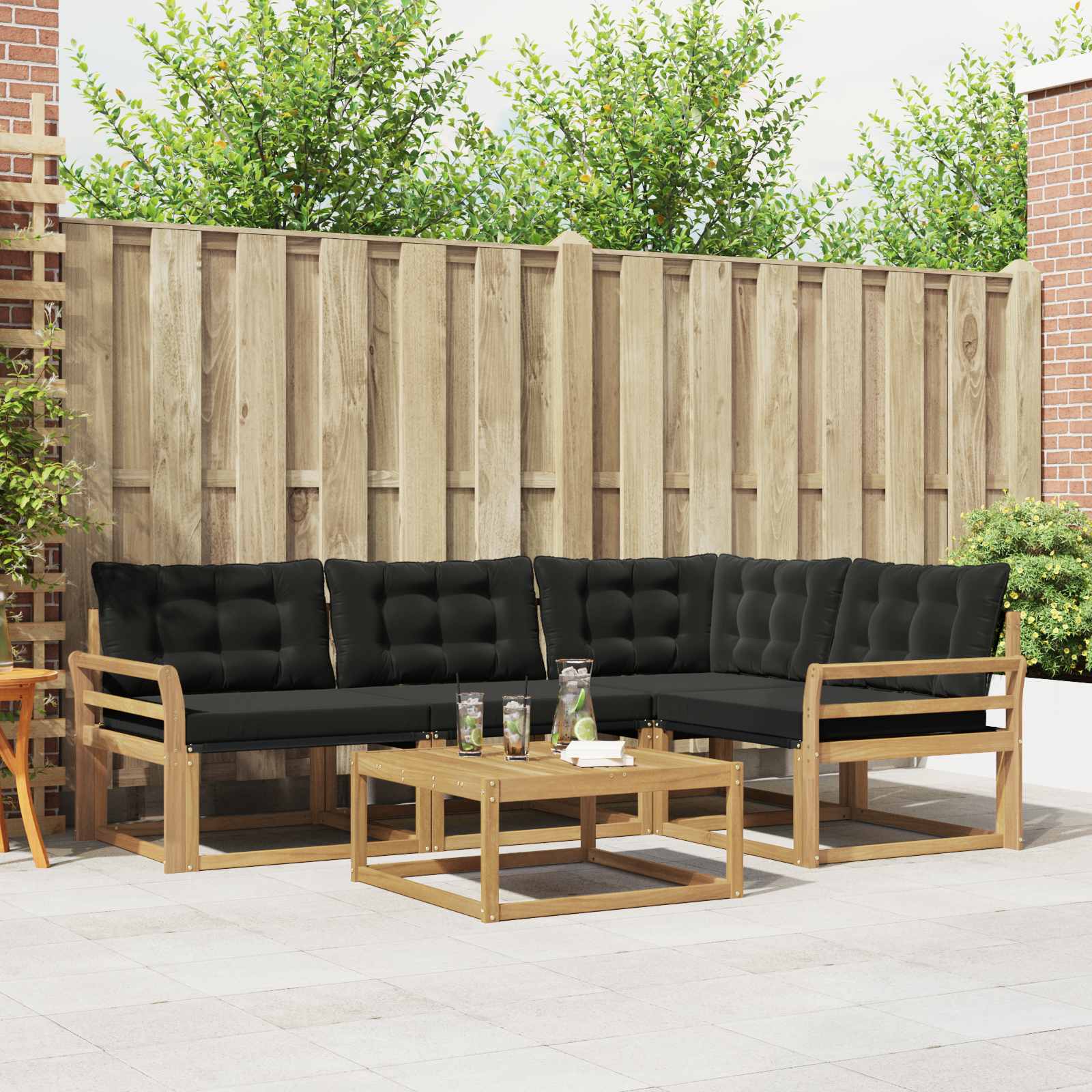 Outdoor-Sofagarnitur 5 stk. Weiß und Schwarz
