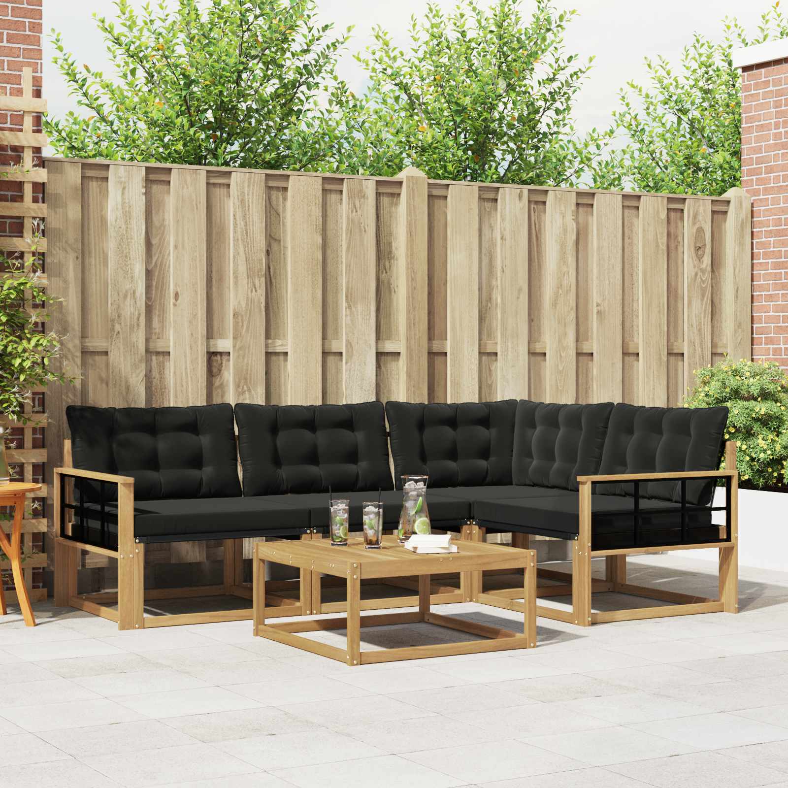 Outdoor-Sofagarnitur 5 stk. Weiß und Schwarz