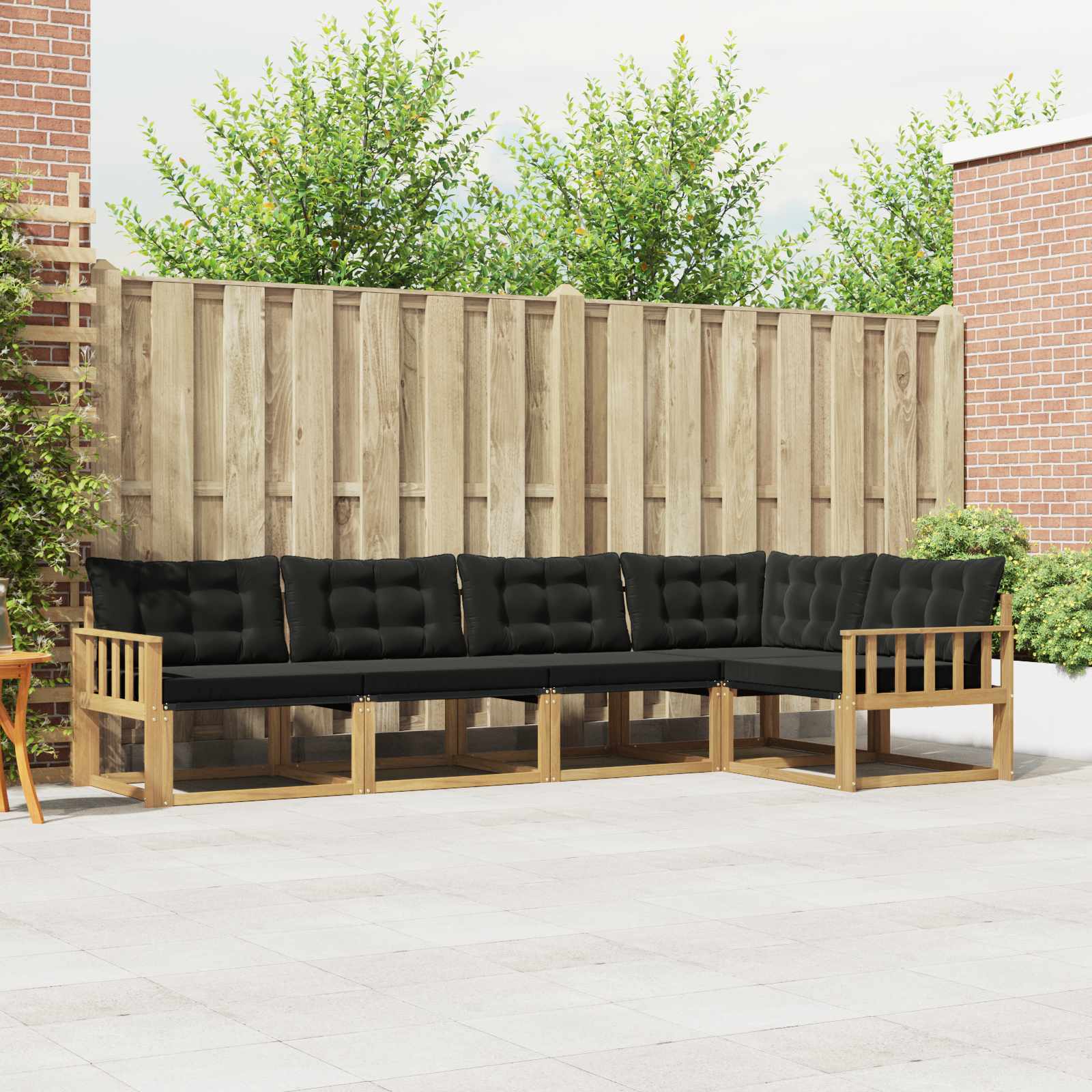 Outdoor-Sofagarnitur 5 stk. Weiß und Schwarz
