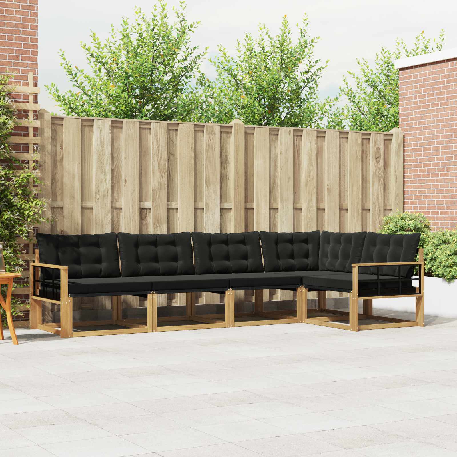 Outdoor-Sofagarnitur 5 stk. Weiß und Schwarz