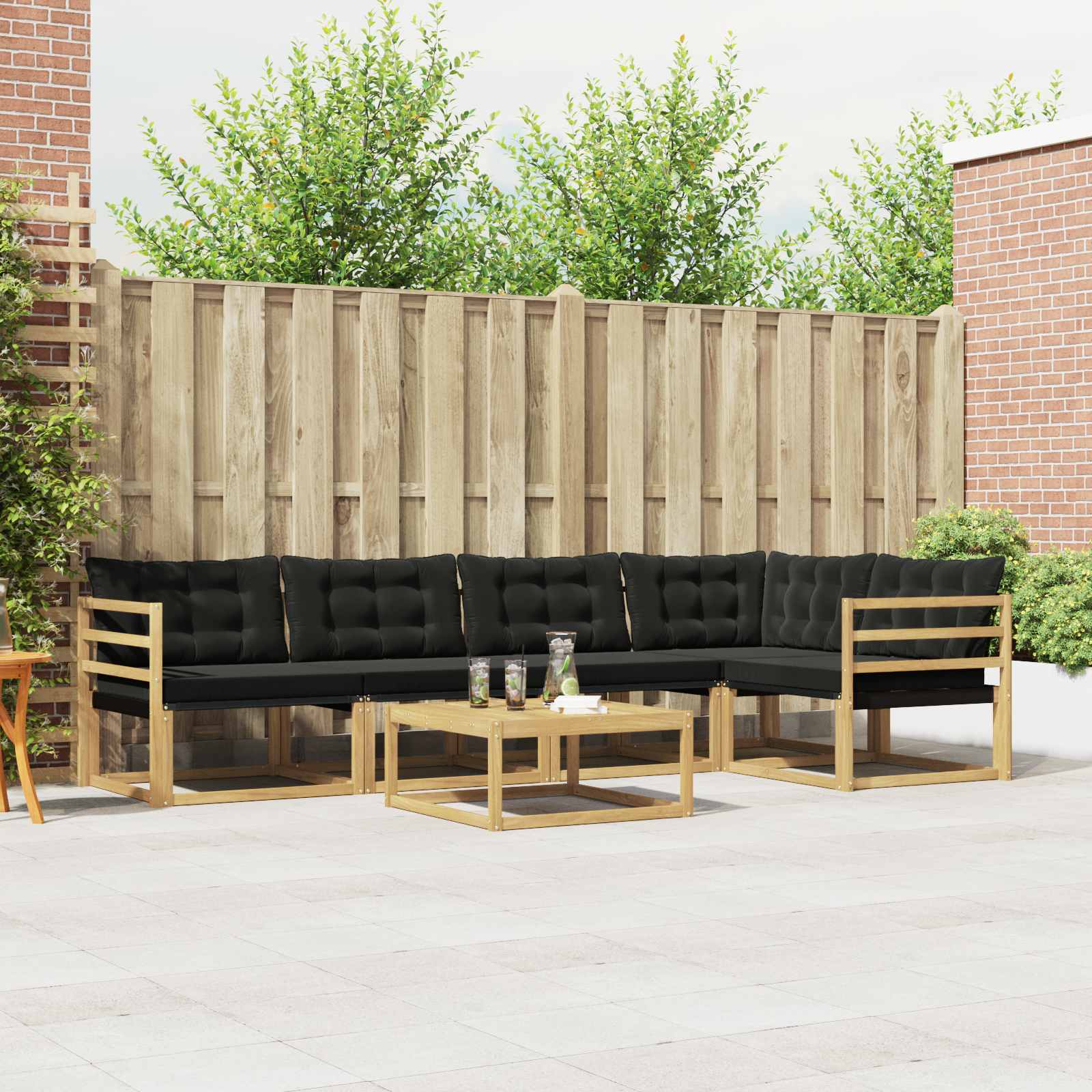 Outdoor-Sofagarnitur 6 stk. Weiß und Schwarz