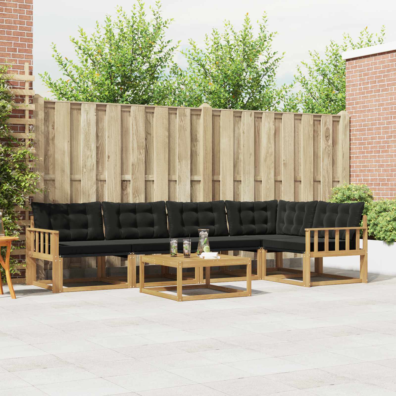 Outdoor-Sofagarnitur 6 stk. Weiß und Schwarz