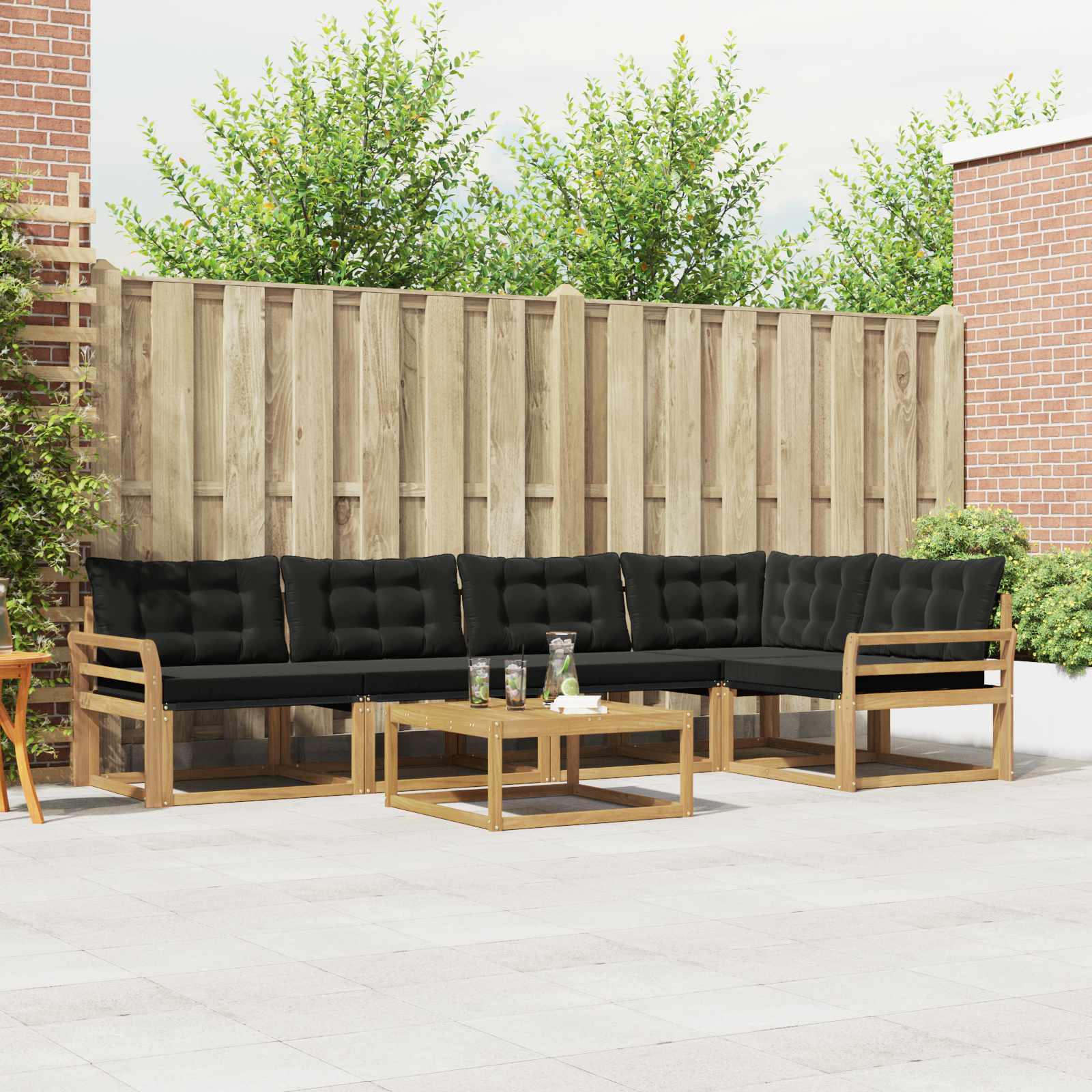 Outdoor-Sofagarnitur 6 stk. Weiß und Schwarz