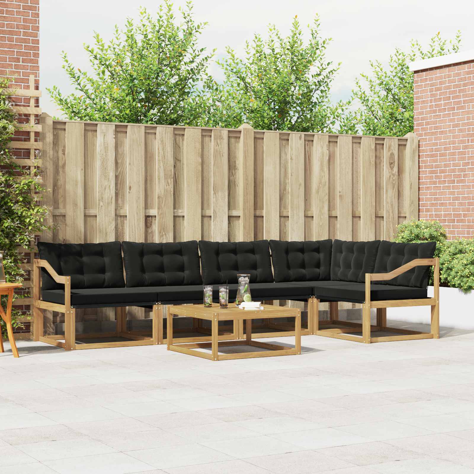 Outdoor-Sofagarnitur 6 stk. Weiß und Schwarz