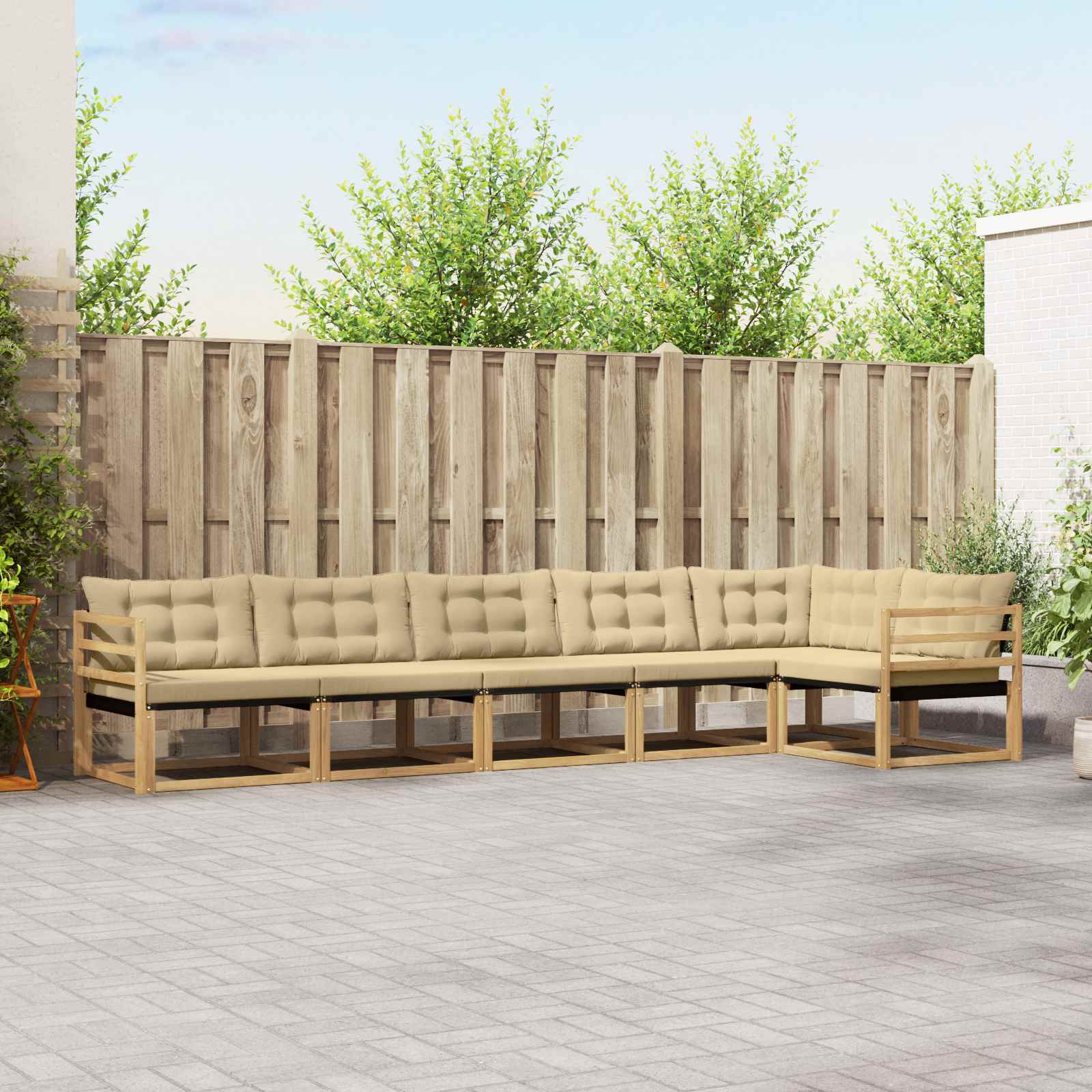 Outdoor-Sofagarnitur 6 stk. Weiß und Beige