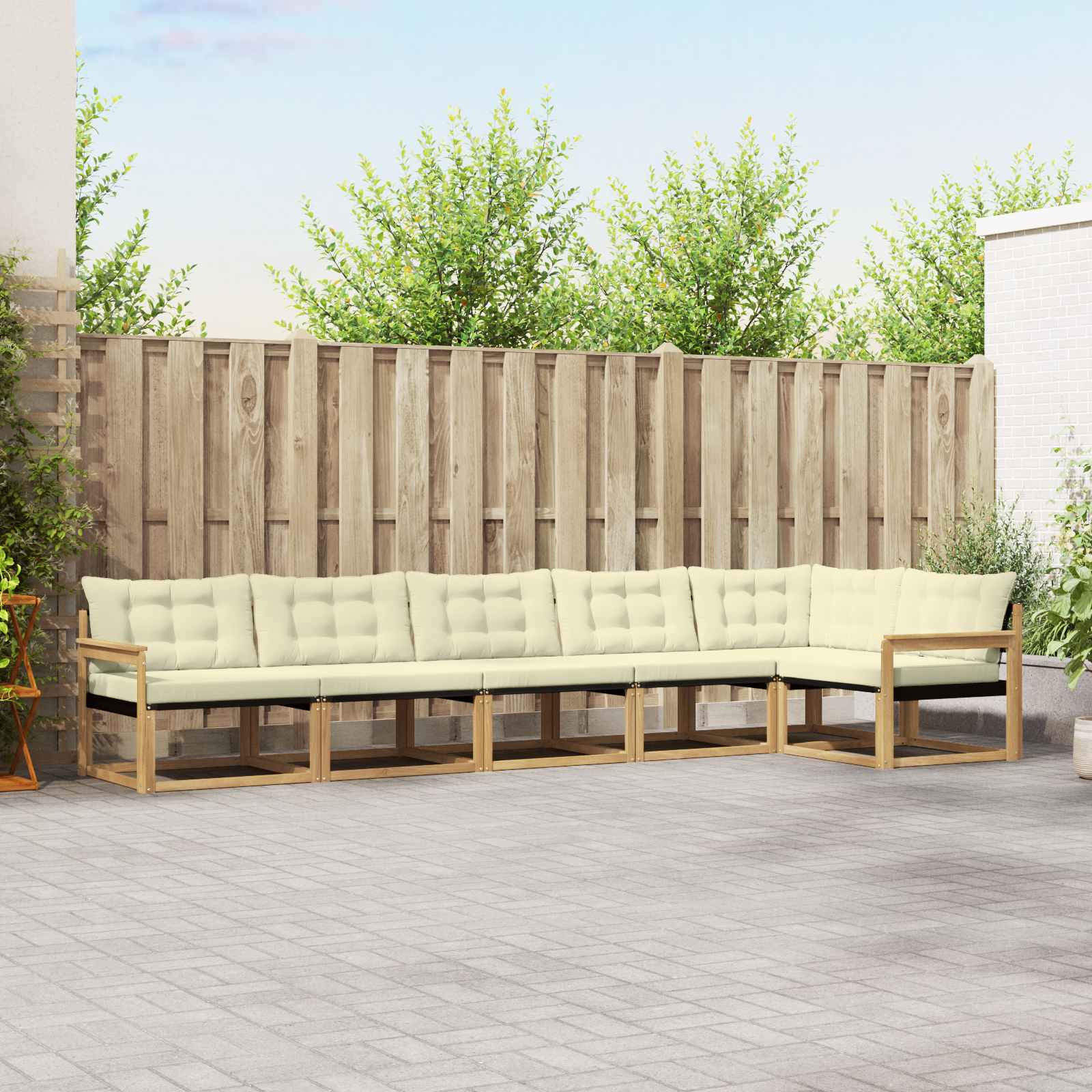 Outdoor-Sofagarnitur 6 stk. Weiß und Creme