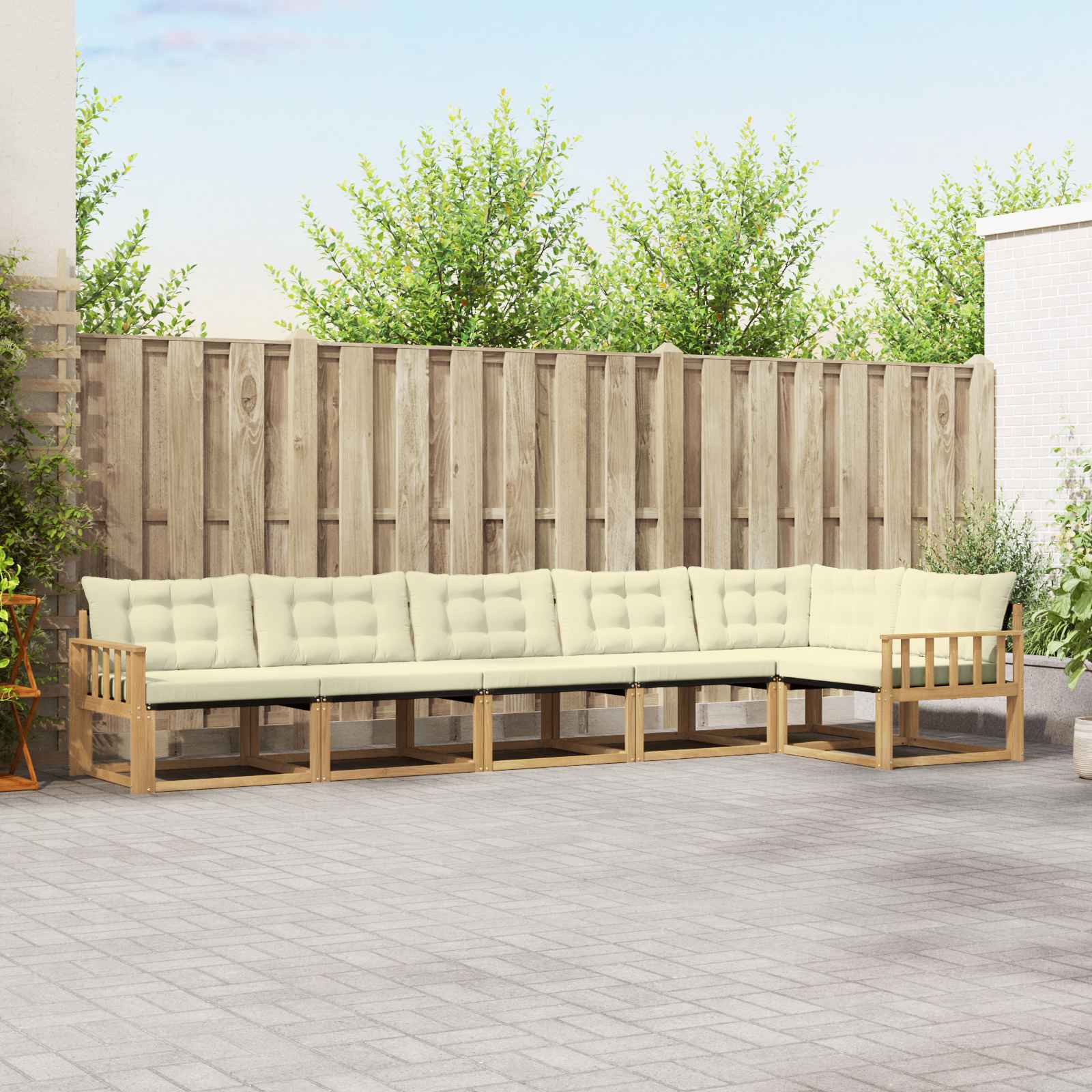 Outdoor-Sofagarnitur 6 stk. Weiß und Creme
