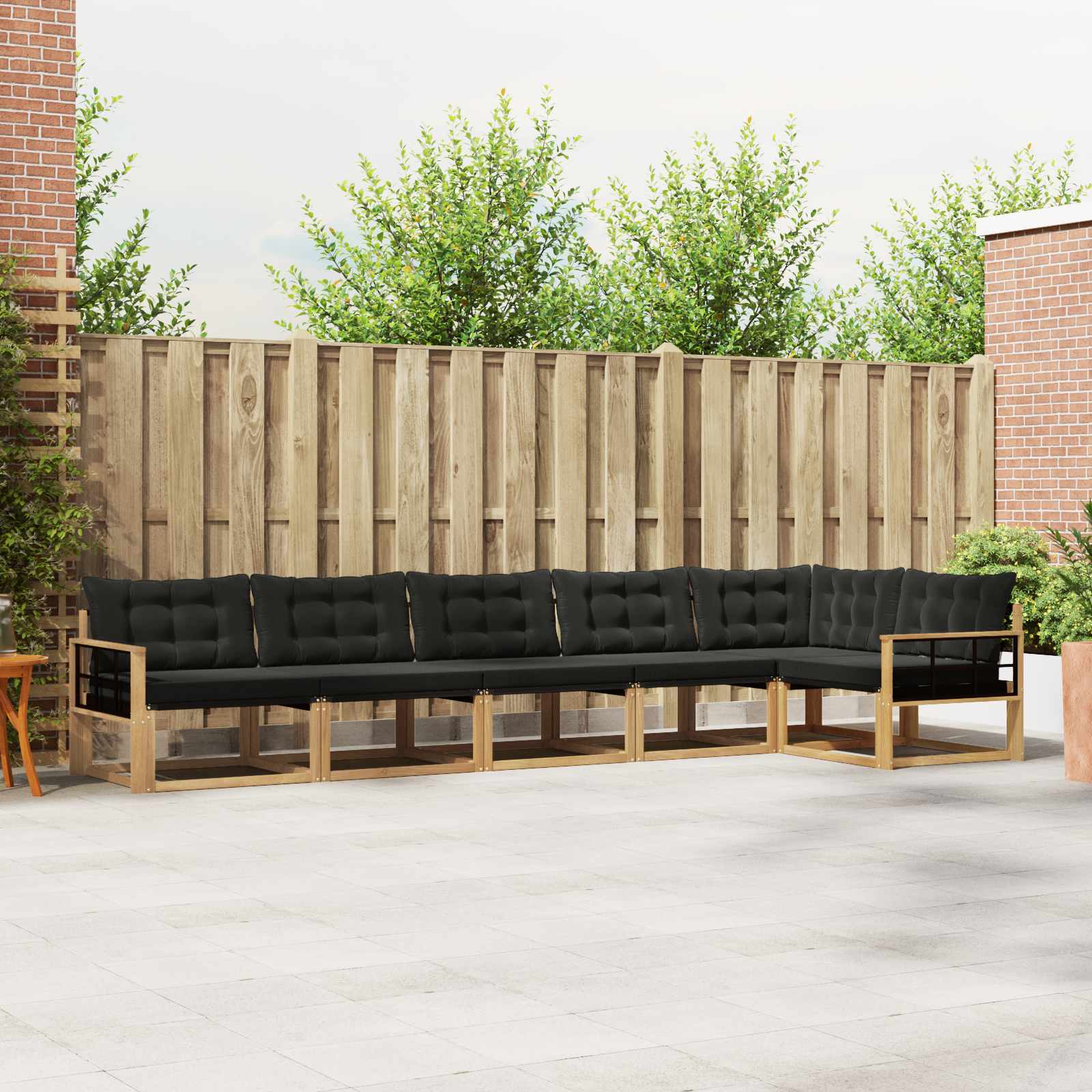 Outdoor-Sofagarnitur 6 stk. Weiß und Schwarz