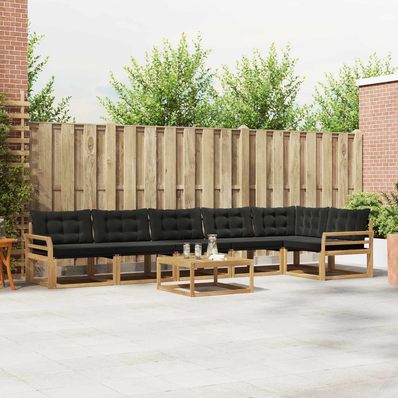 Outdoor-Sofagarnitur 7 stk. Weiß und Schwarz