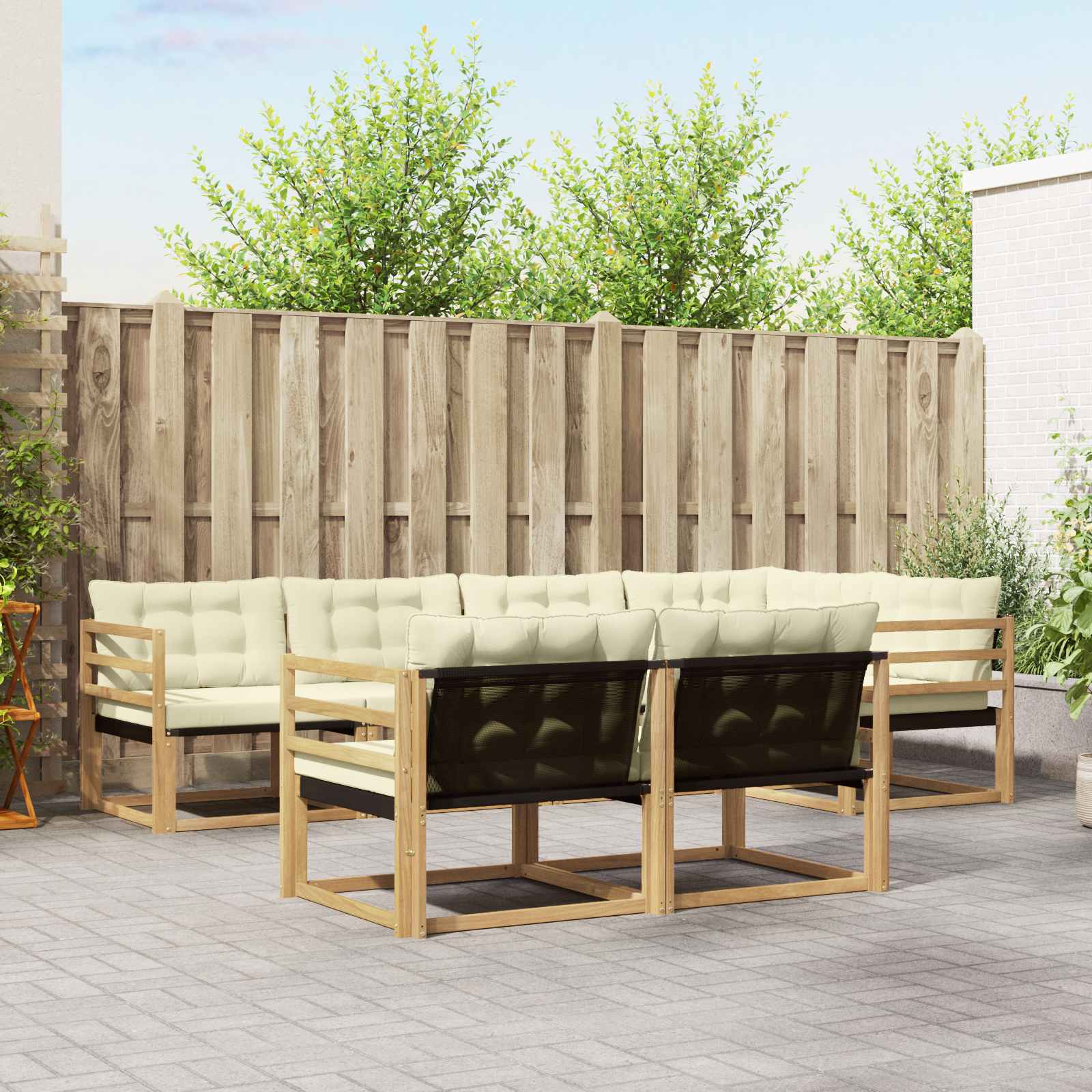 Outdoor-Sofagarnitur 7 stk. Weiß und Creme