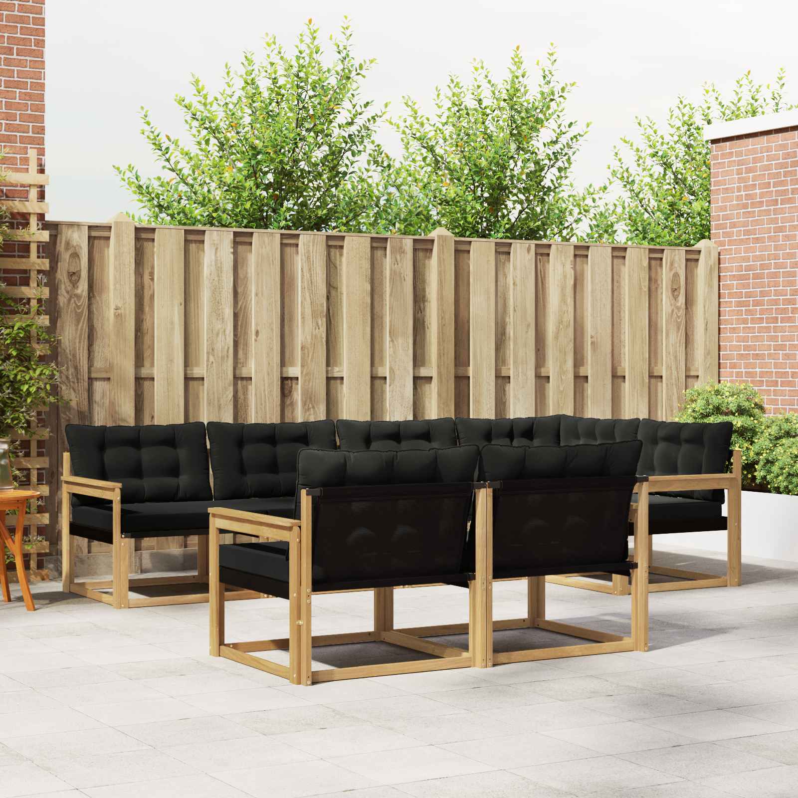 Outdoor-Sofagarnitur 7 stk. Weiß und Schwarz
