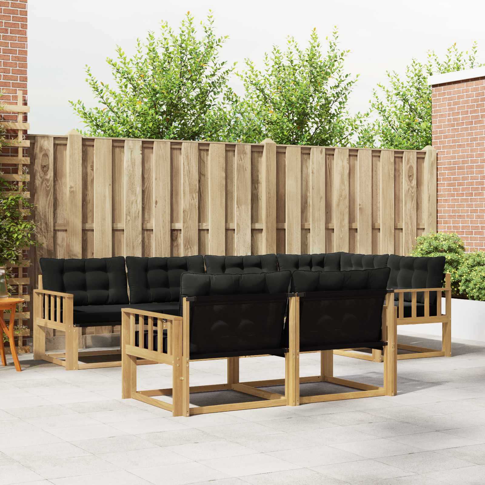 Outdoor-Sofagarnitur 7 stk. Weiß und Schwarz