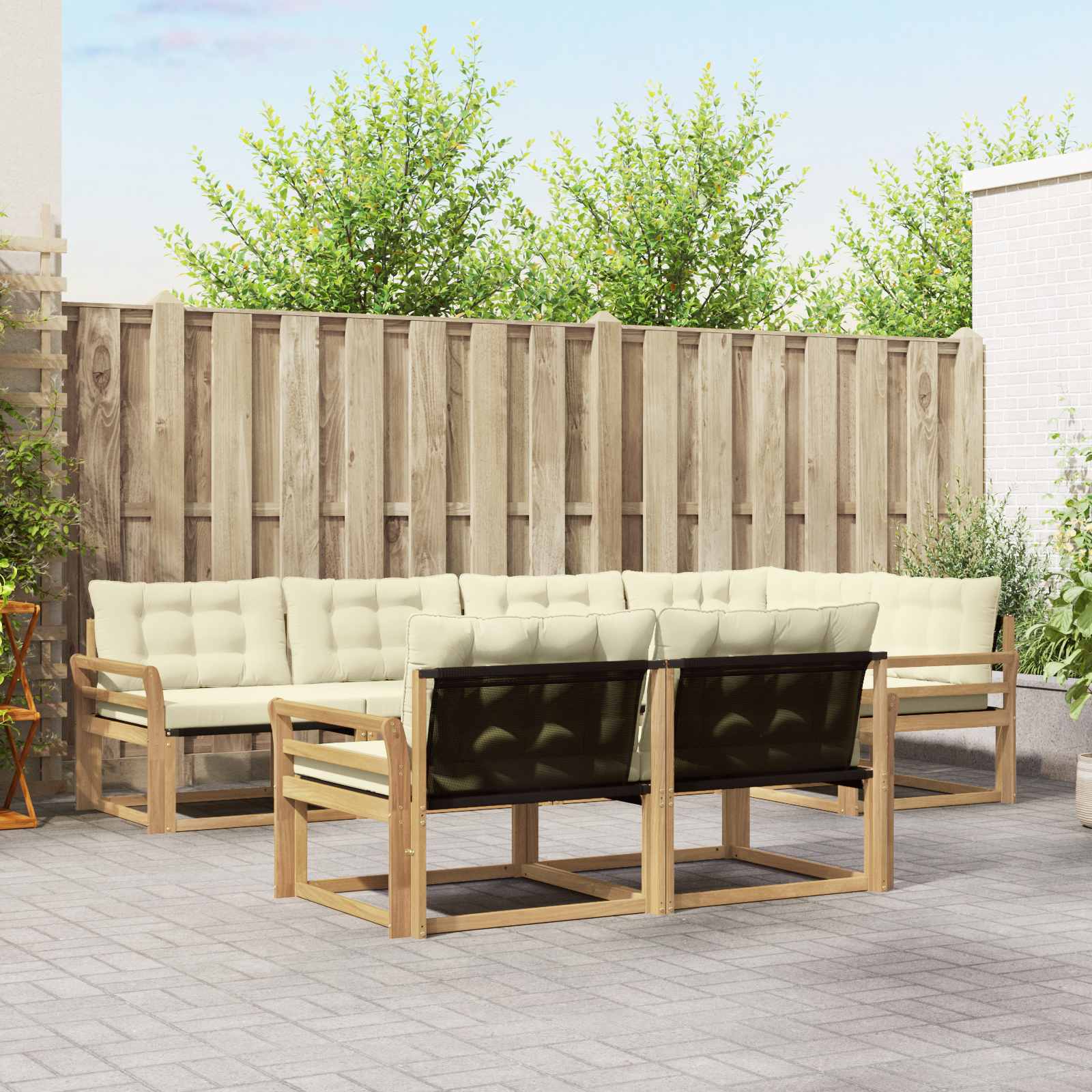 Outdoor-Sofagarnitur 7 stk. Weiß und Creme