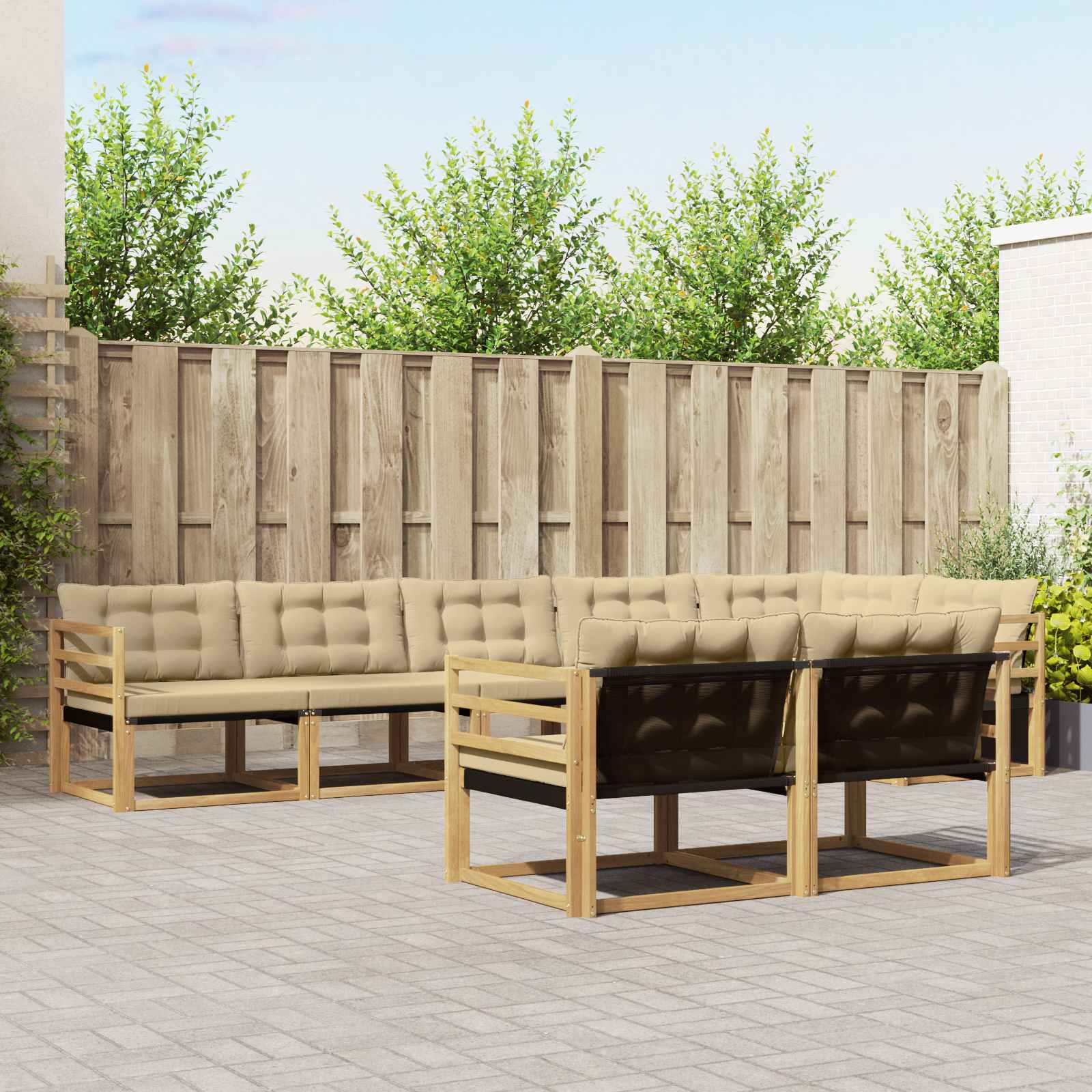 Outdoor-Sofagarnitur 8 stk. Weiß und Beige
