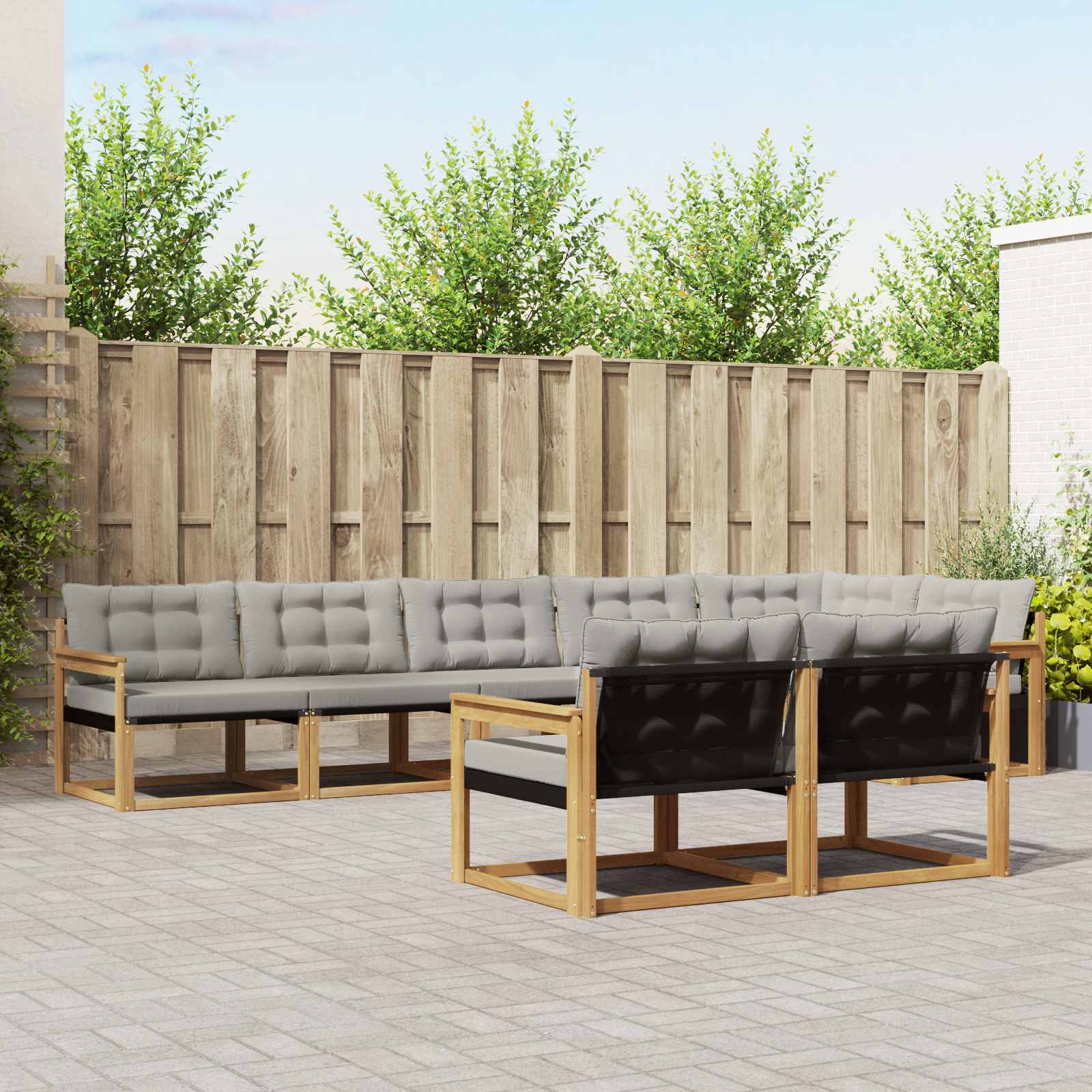 Outdoor-Sofagarnitur 8 stk. Weiß und Hellgrau
