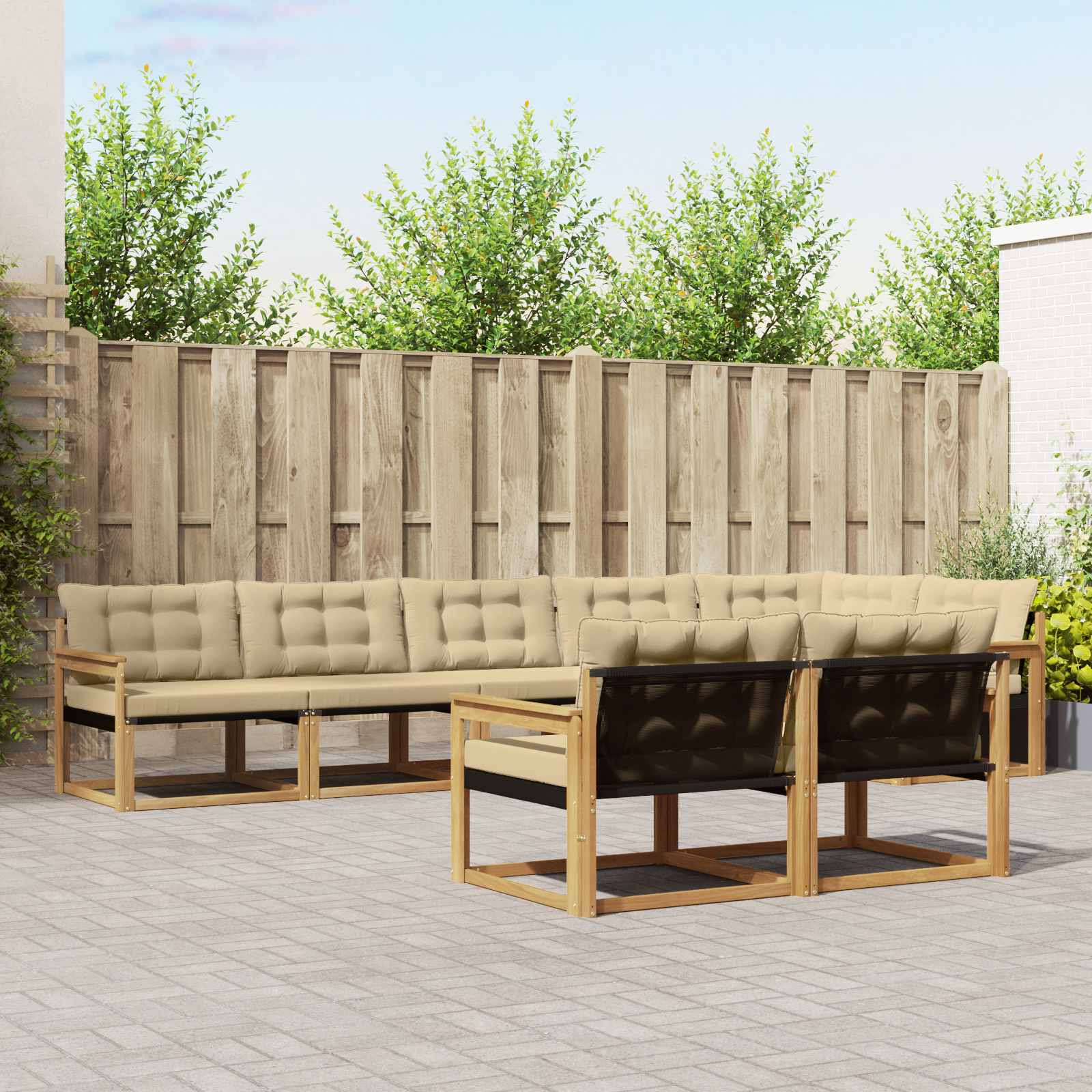 Outdoor-Sofagarnitur 8 stk. Weiß und Beige