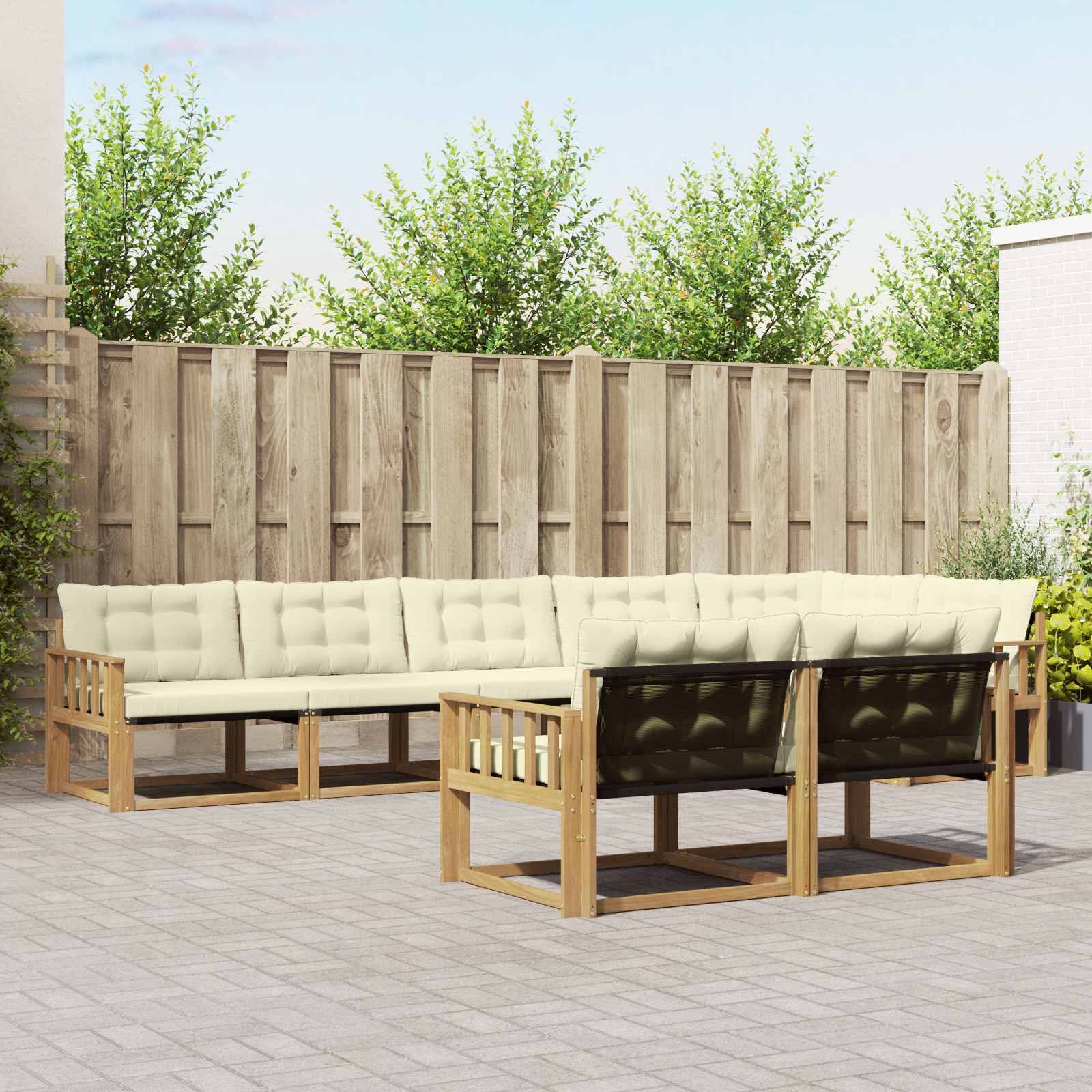 Outdoor-Sofagarnitur 8 stk. Weiß und Creme