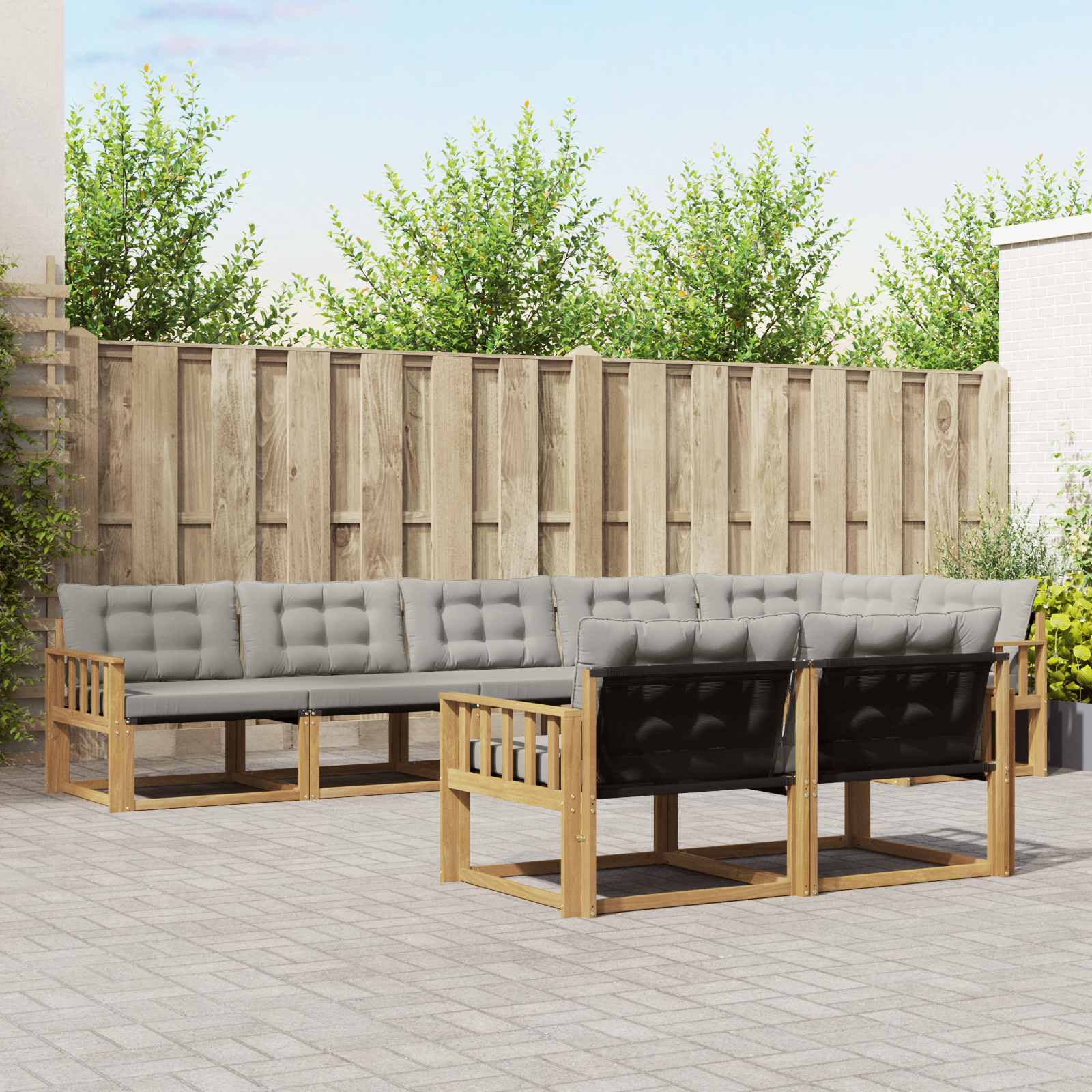 Outdoor-Sofagarnitur 8 stk. Weiß und Hellgrau