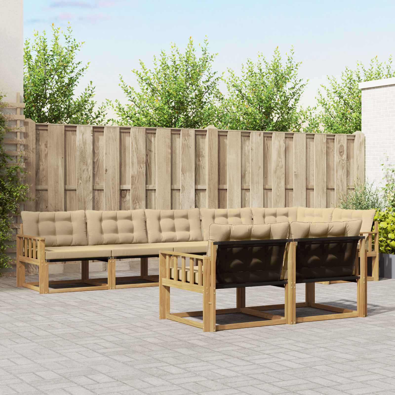 Outdoor-Sofagarnitur 8 stk. Weiß und Beige