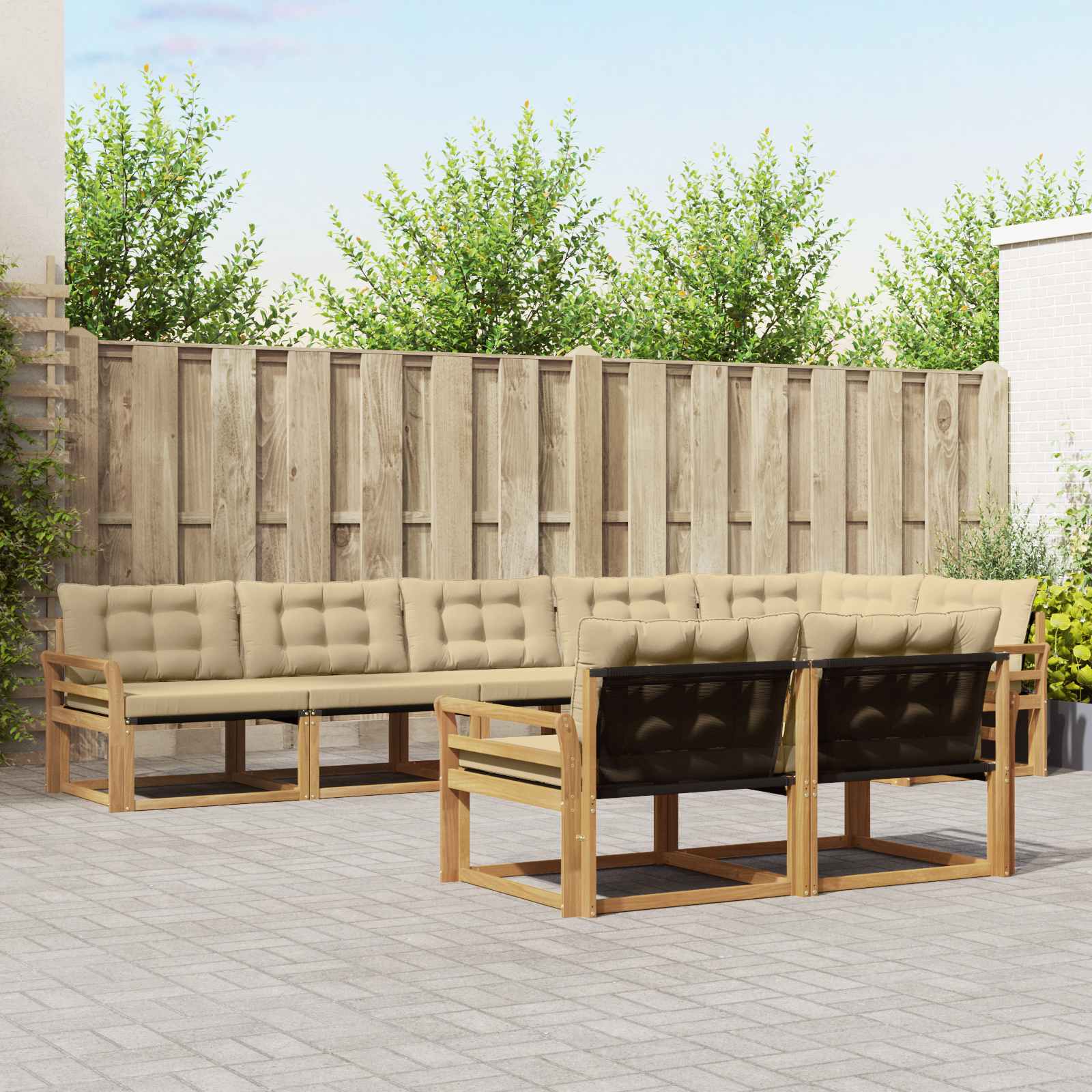 Outdoor-Sofagarnitur 8 stk. Weiß und Beige