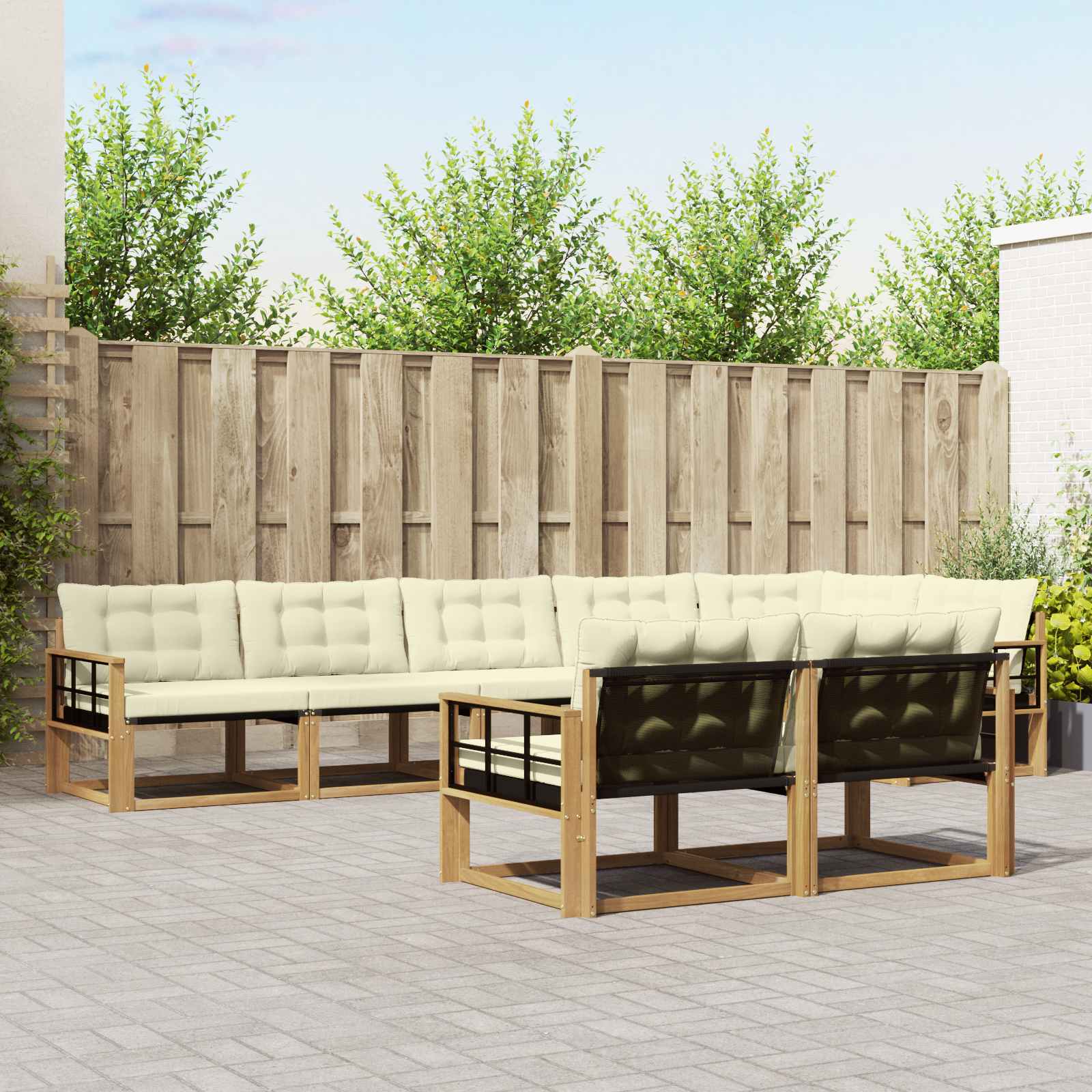Outdoor-Sofagarnitur 8 stk. Weiß und Creme