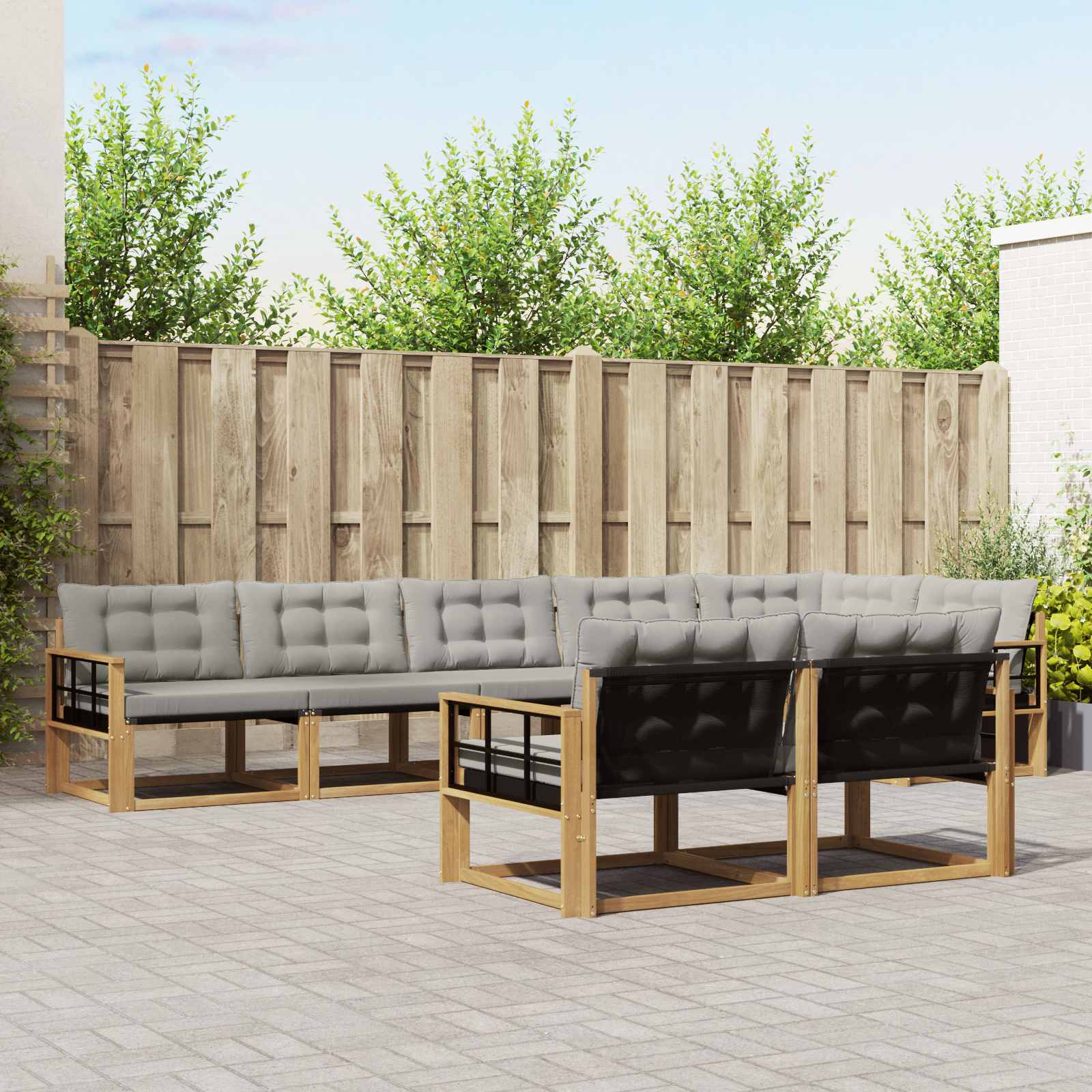 Outdoor-Sofagarnitur 8 stk. Weiß und Hellgrau