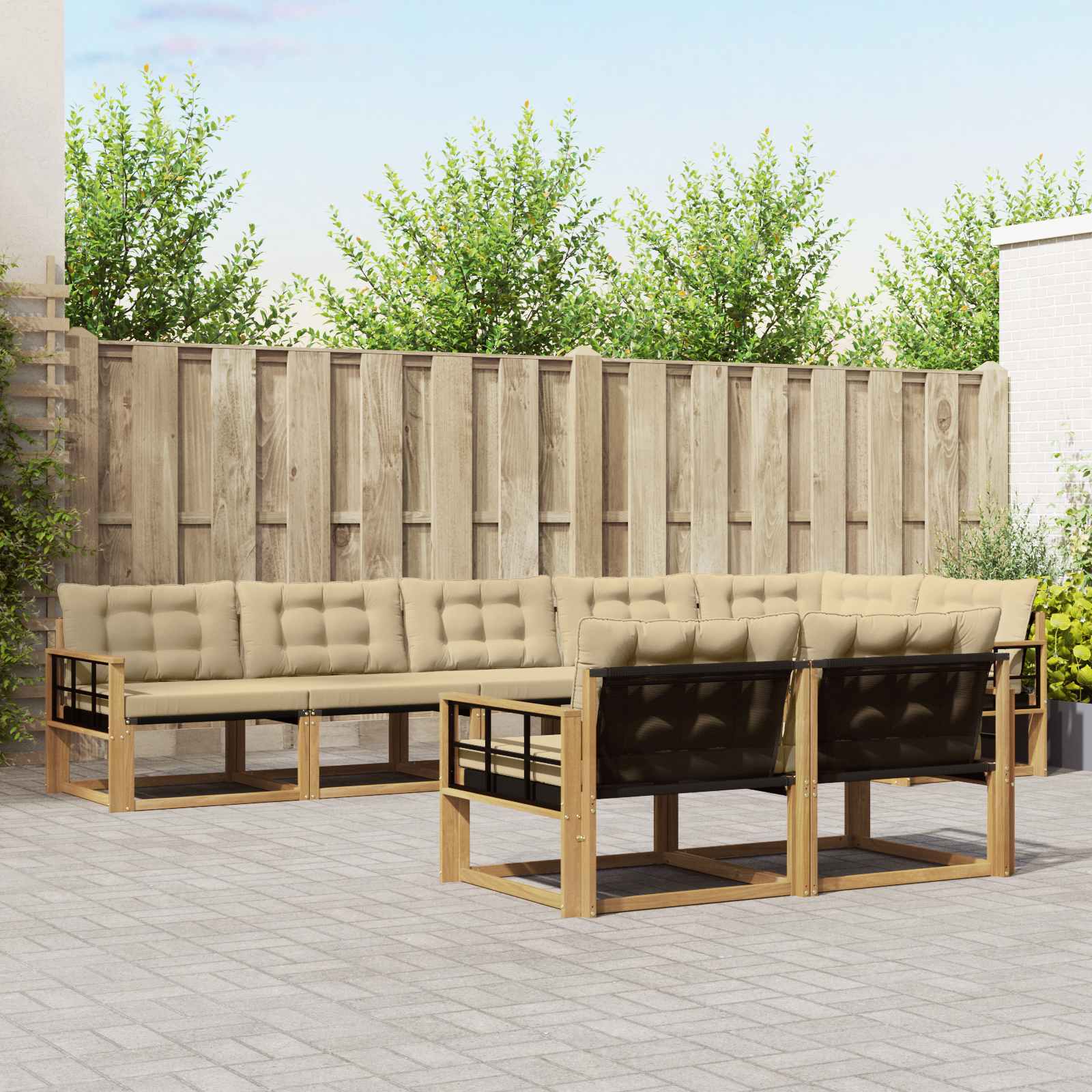 Outdoor-Sofagarnitur 8 stk. Weiß und Beige
