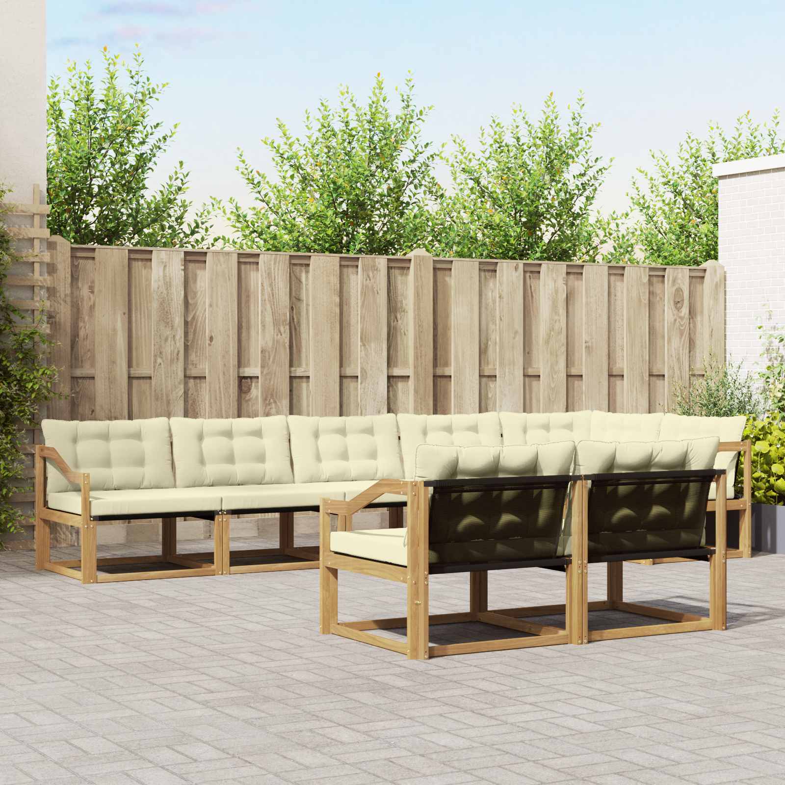 Outdoor-Sofagarnitur 8 stk. Weiß und Creme