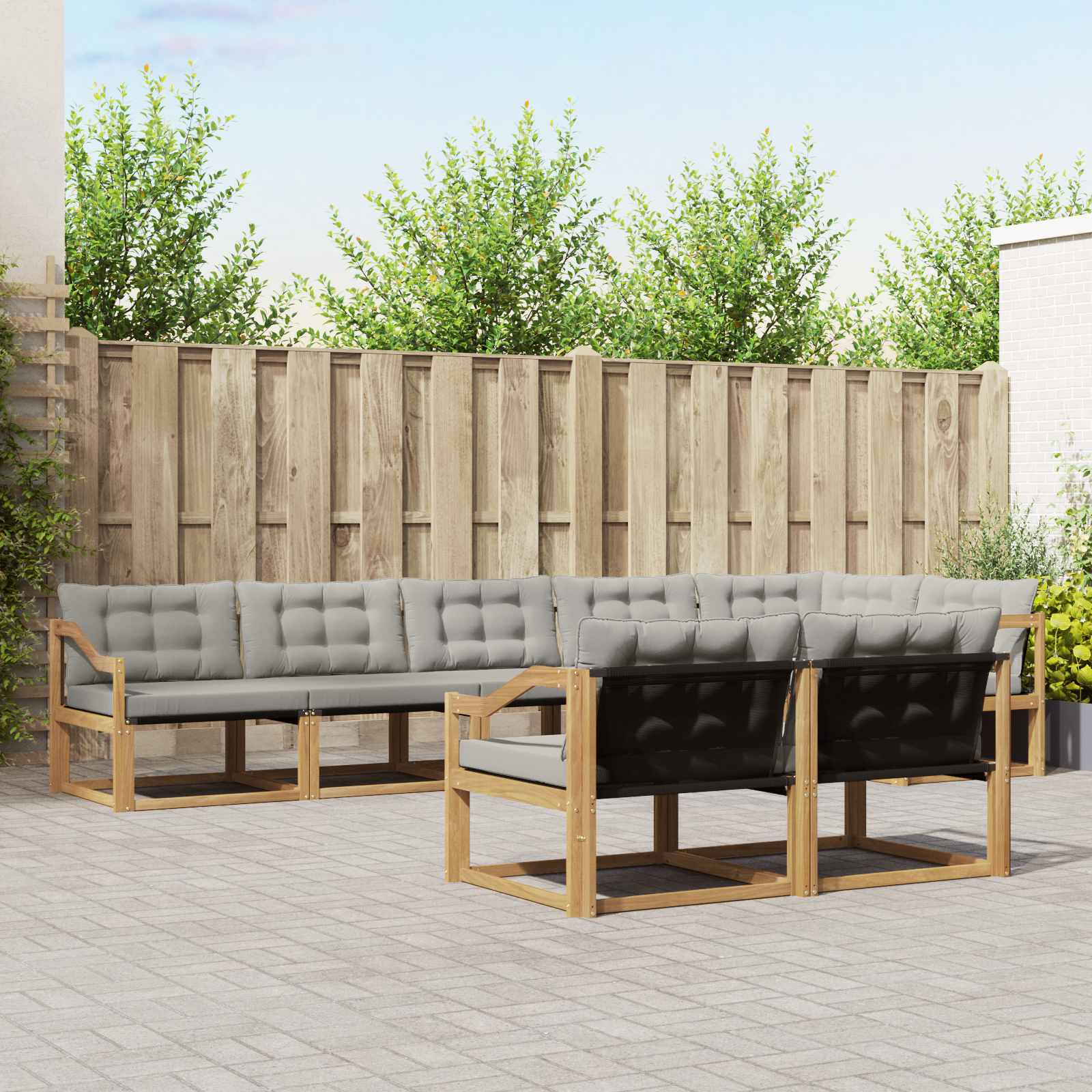 Outdoor-Sofagarnitur 8 stk. Weiß und Hellgrau