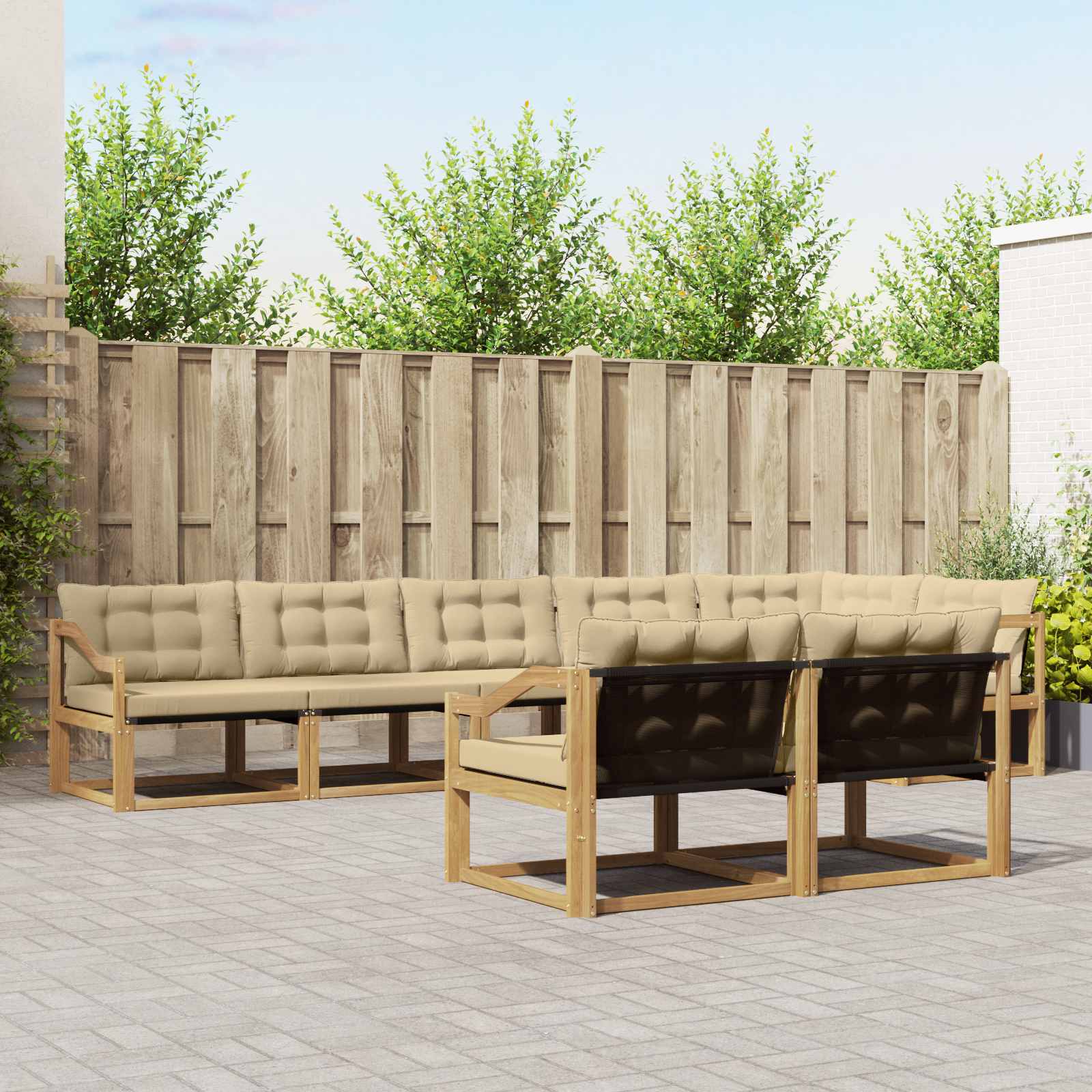 Outdoor-Sofagarnitur 8 stk. Weiß und Beige