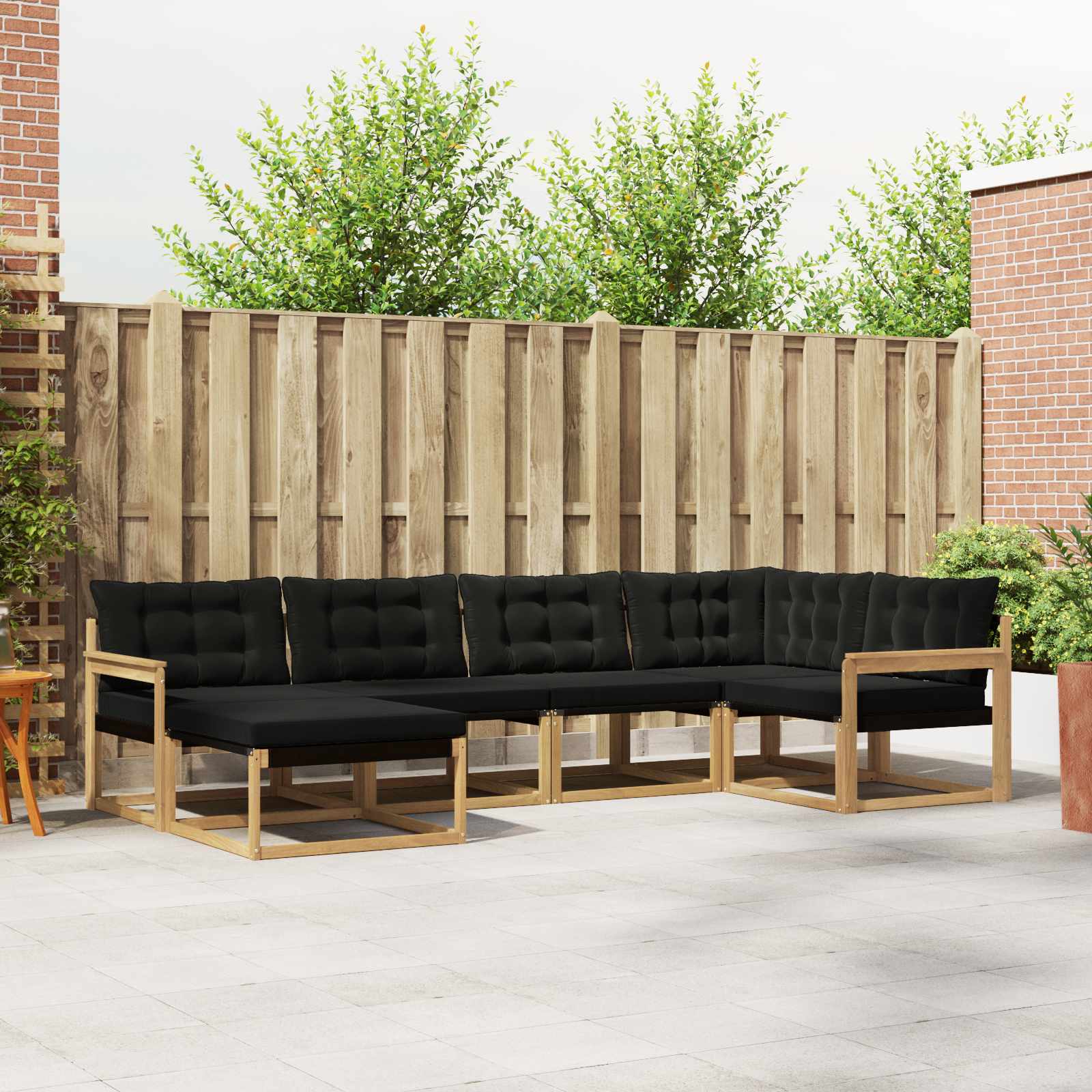 Outdoor-Sofagarnitur 6 stk. Weiß und Schwarz Massivholz Akazie