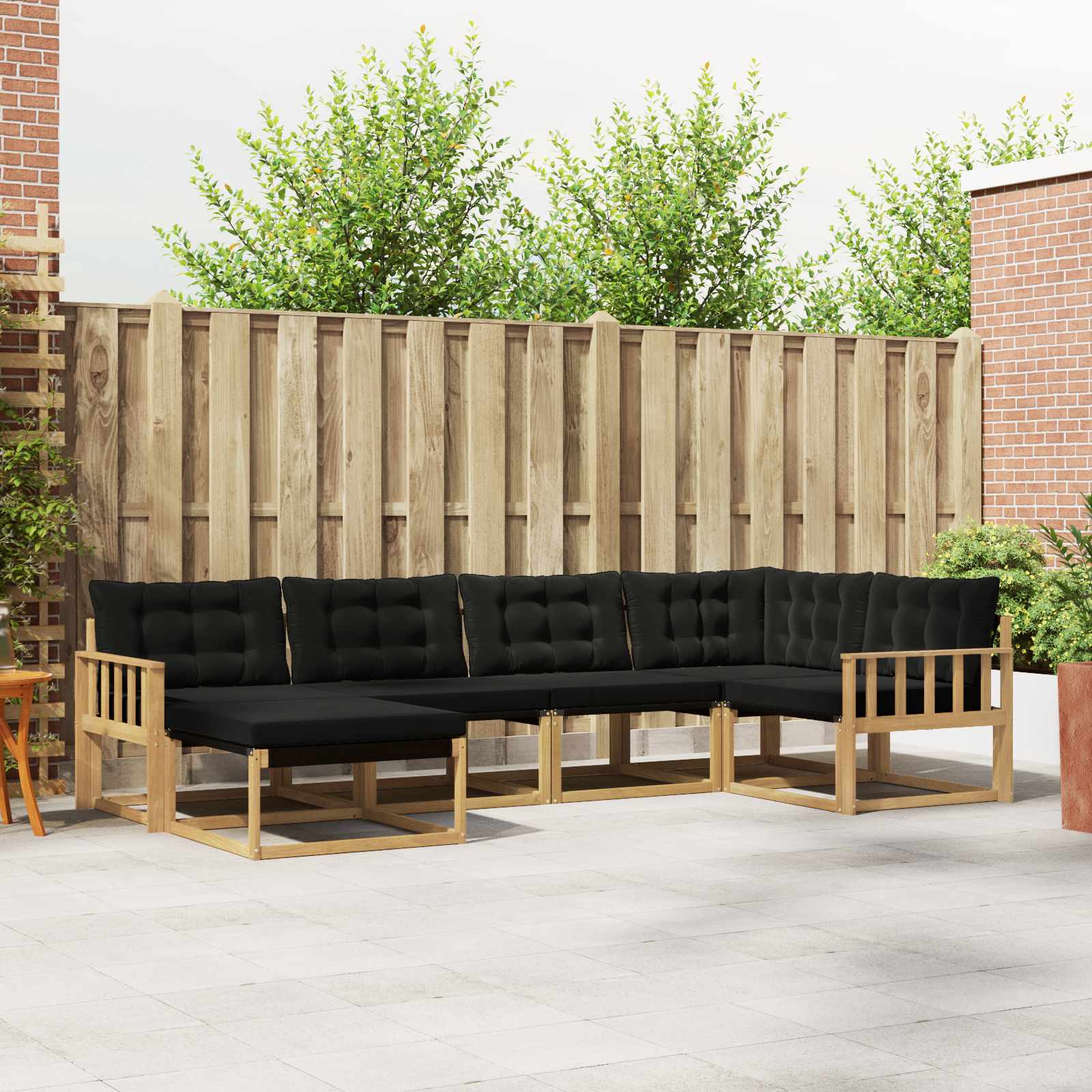 Outdoor-Sofagarnitur 6 stk. Weiß und Schwarz Massivholz Akazie