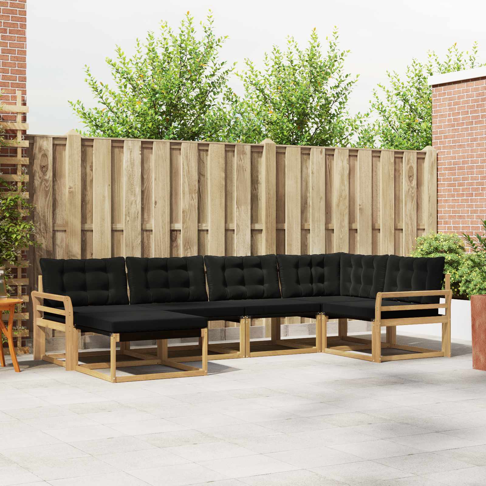 Outdoor-Sofagarnitur 6 stk. Weiß und Schwarz Massivholz Akazie