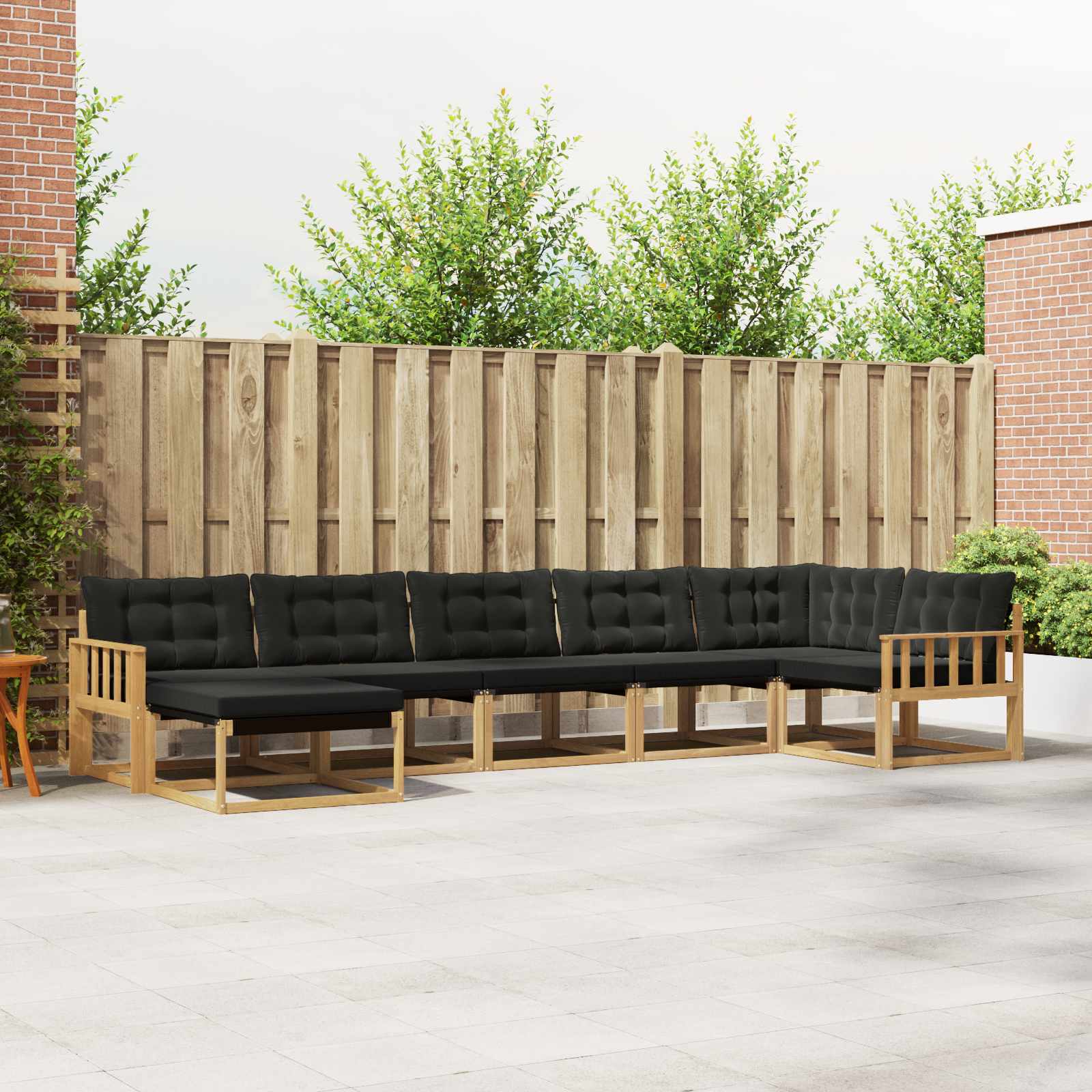 Outdoor-Sofagarnitur 7 stk. Weiß und Schwarz Massivholz Akazie